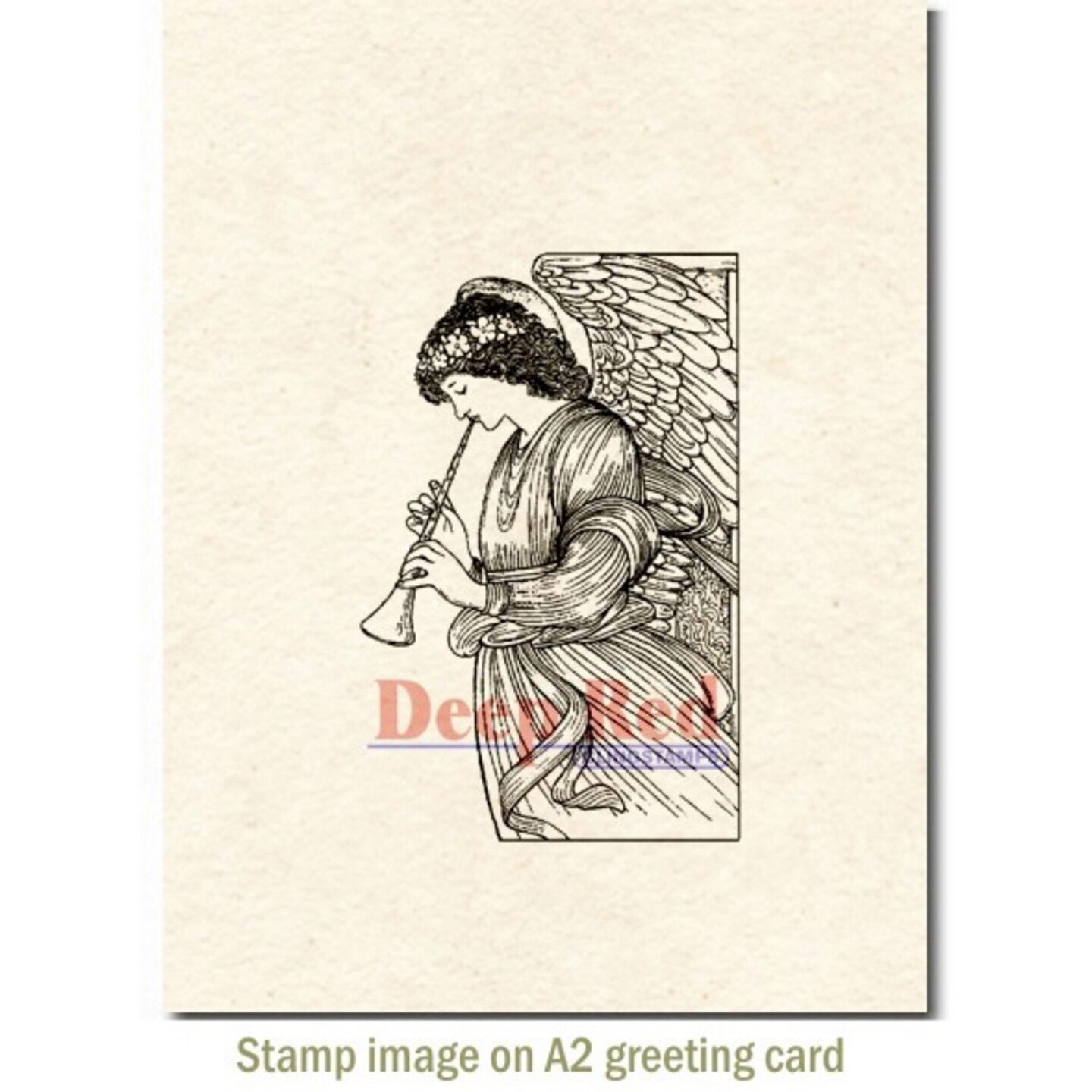 Deep Red Stamps Angel with Flute Rubber Cling Stamp 2.1 x 3.2 inches