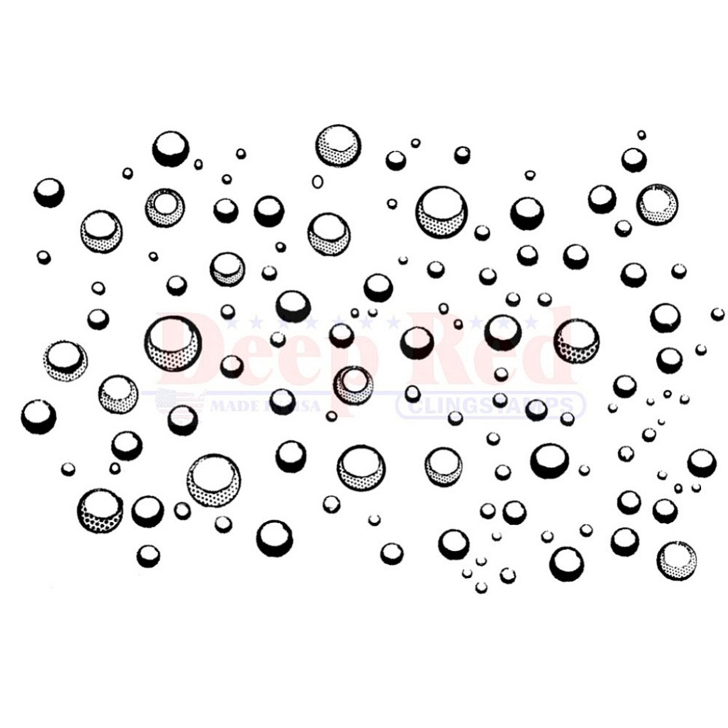Deep Red Stamps Water Droplets Background Rubber Cling Stamp 3.25 x 2.25 inches