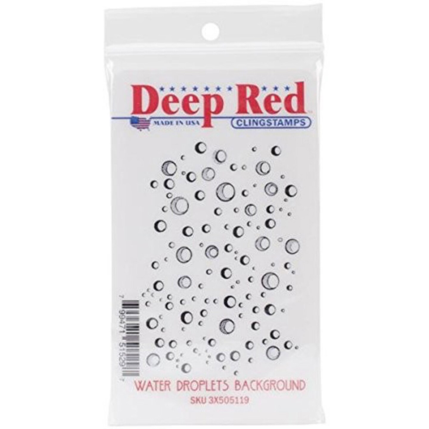 Deep Red Stamps Water Droplets Background Rubber Cling Stamp 3.25 x 2.25 inches