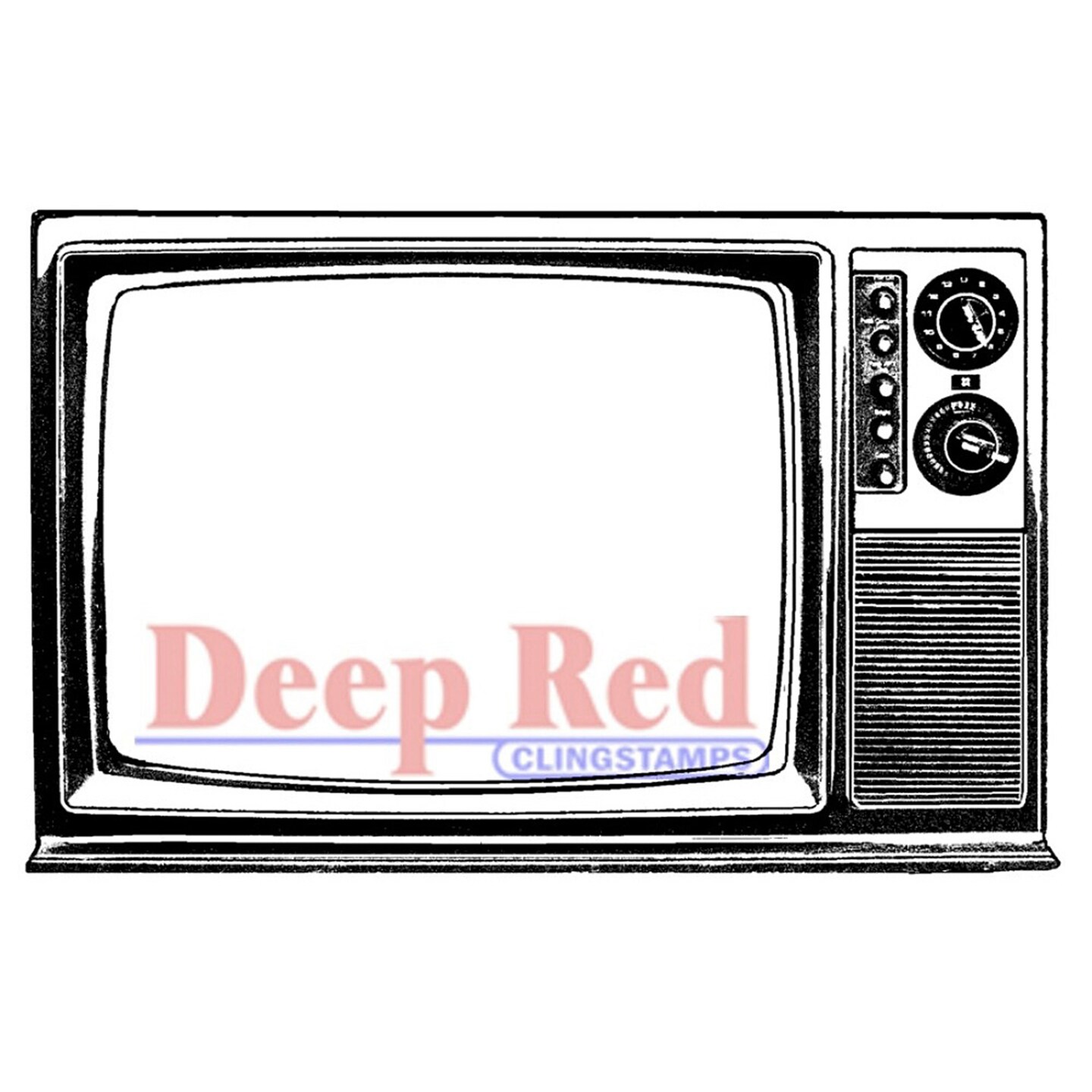 Deep Red Stamps Classic TV Rubber Cling Stamp 3.1 x 2 inches