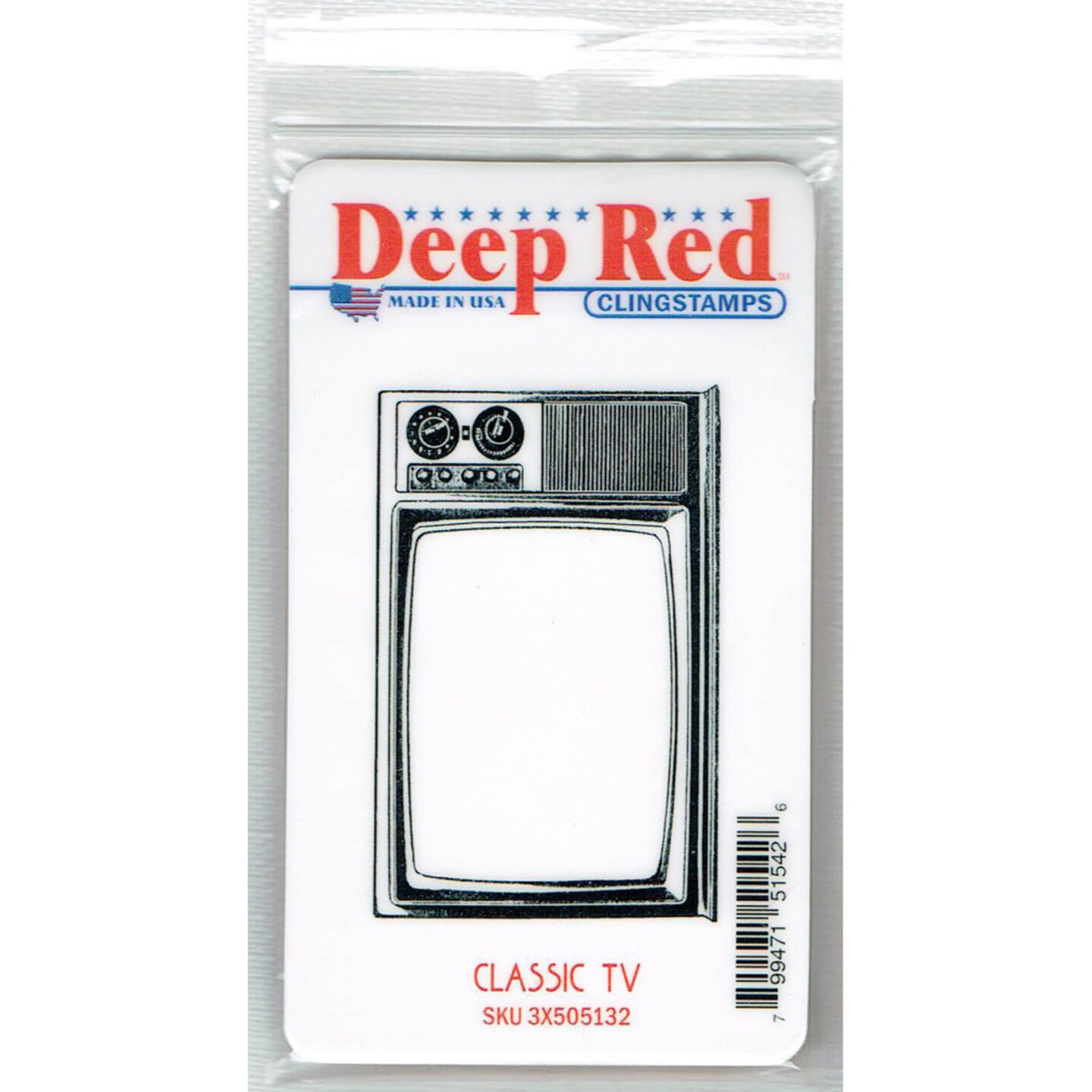 Deep Red Stamps Classic TV Rubber Cling Stamp 3.1 x 2 inches