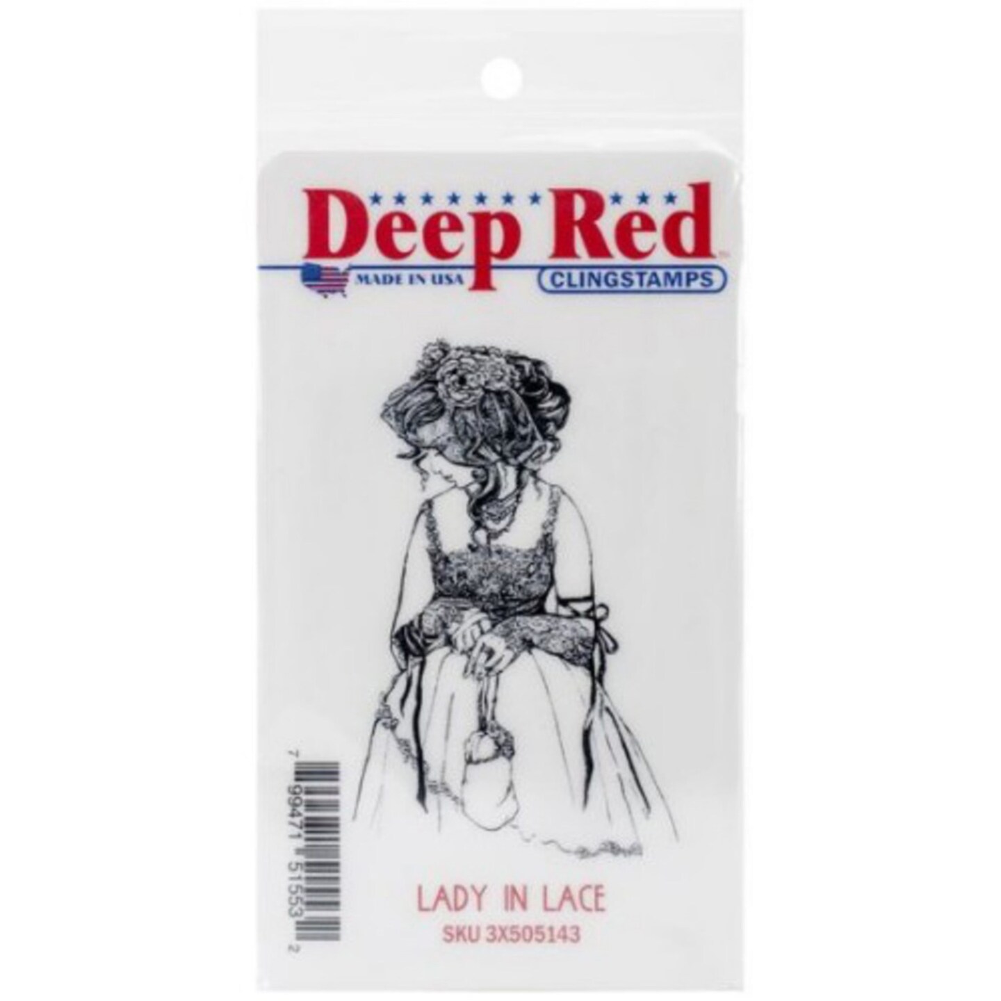 Deep Red Stamps Lady in Lace Rubber Cling Stamp 1.8 x 3.2 inches