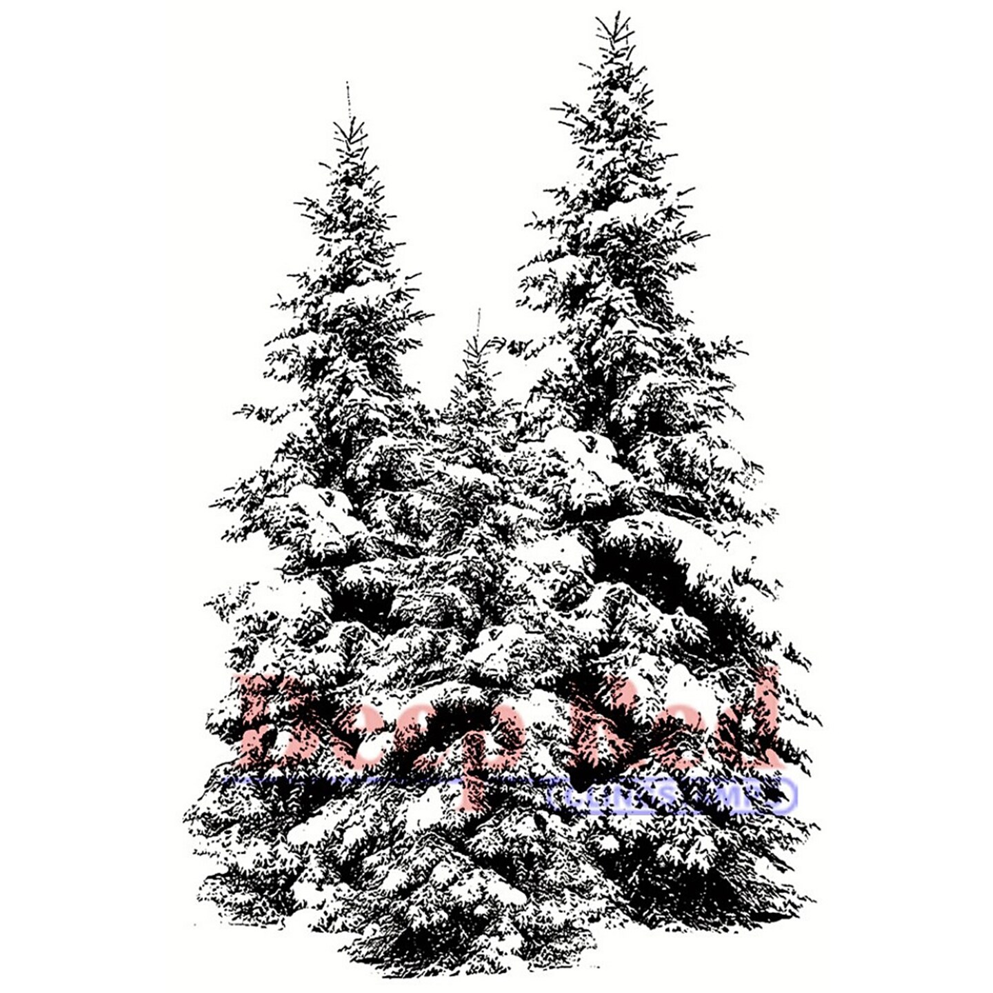 Deep Red Stamps Winter Pines Rubber Cling Stamp 2 x 3.1 inches