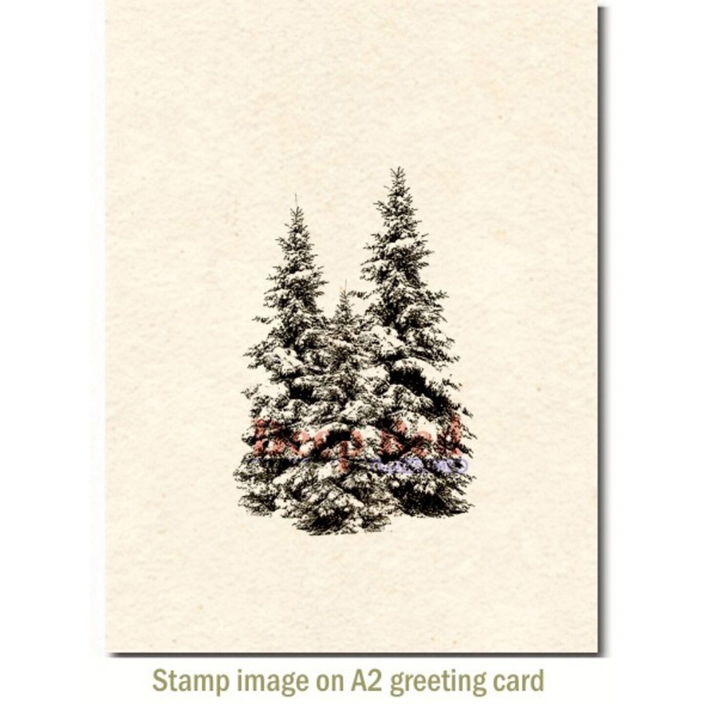 Deep Red Stamps Winter Pines Rubber Cling Stamp 2 x 3.1 inches