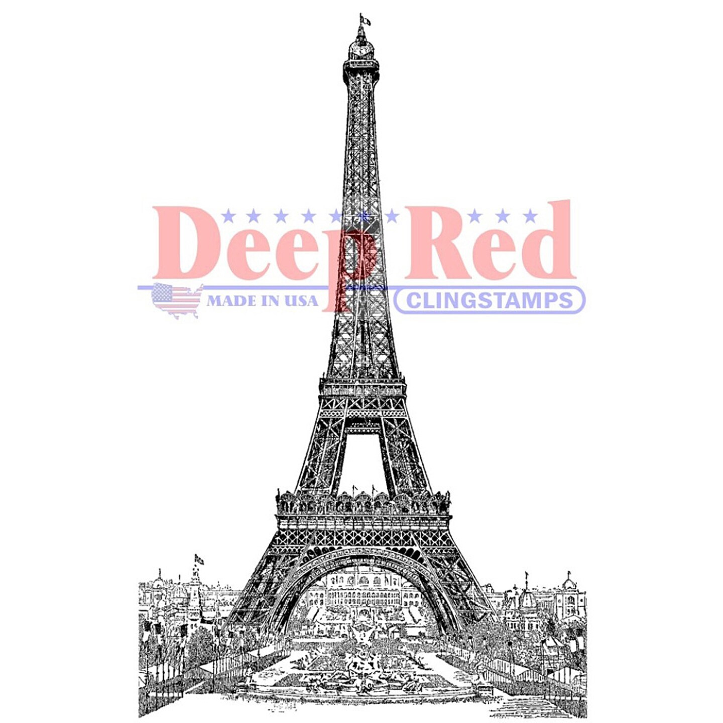 Deep Red Stamps Vintage Paris Eiffel Tower Rubber Cling Stamp 2 x 3.1