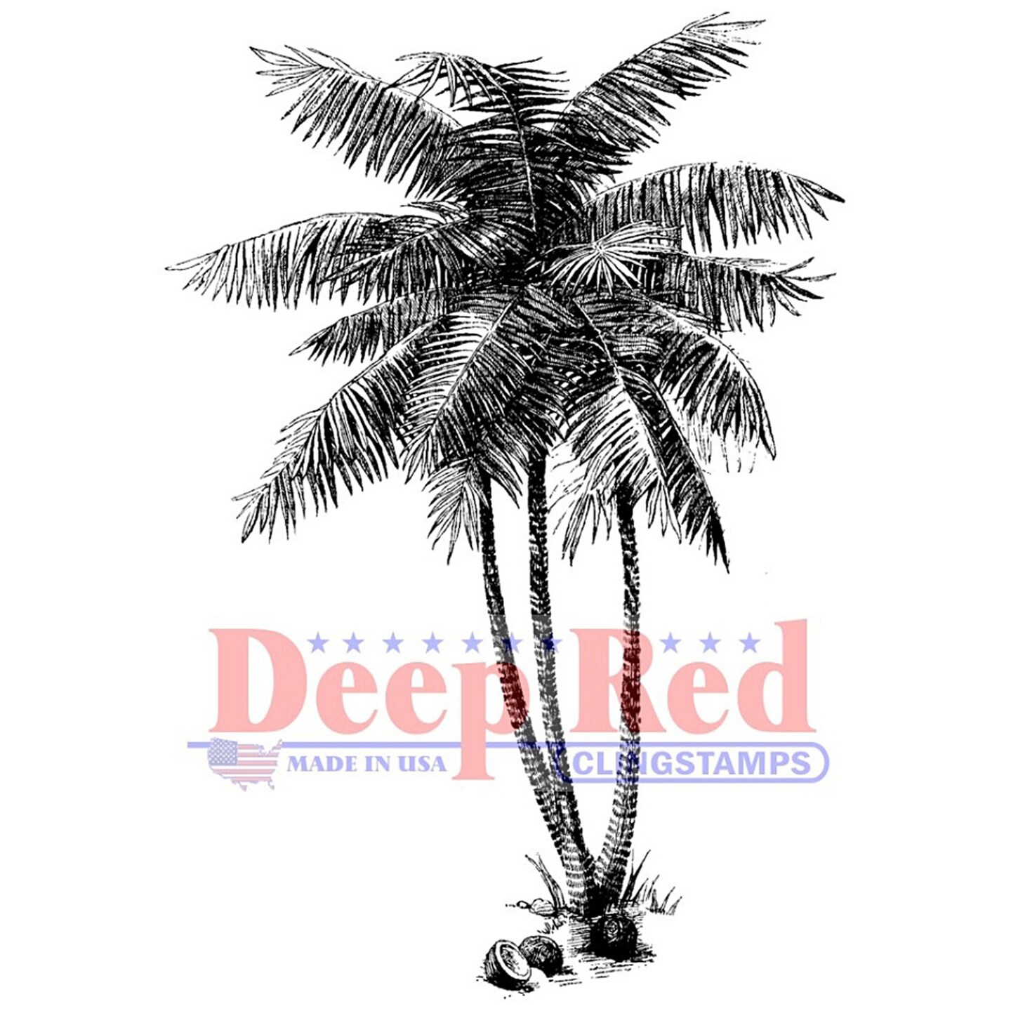 Deep Red Stamps Coconut Palms Rubber Cling Stamp 2.1 x 3.1 inches