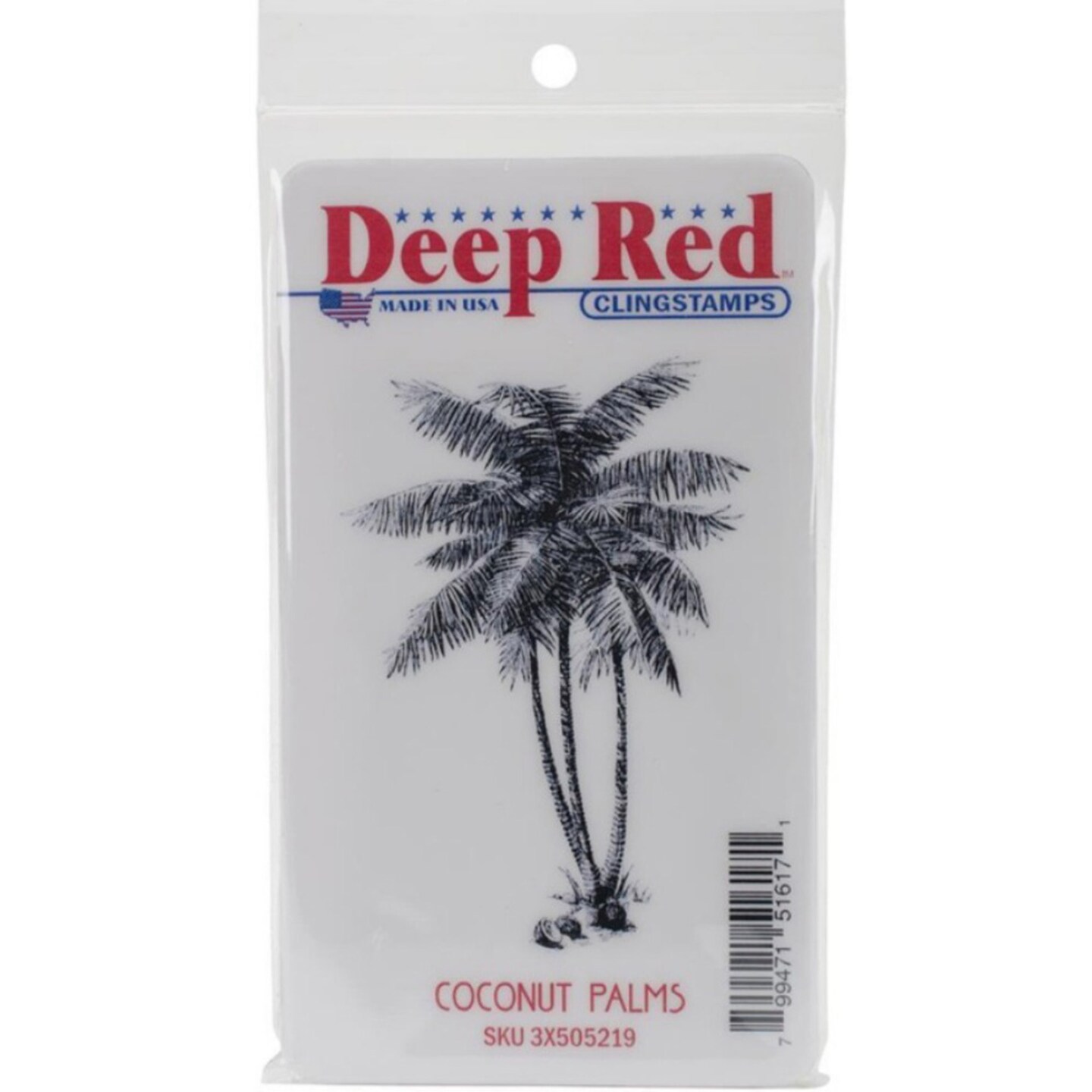 Deep Red Stamps Coconut Palms Rubber Cling Stamp 2.1 x 3.1 inches