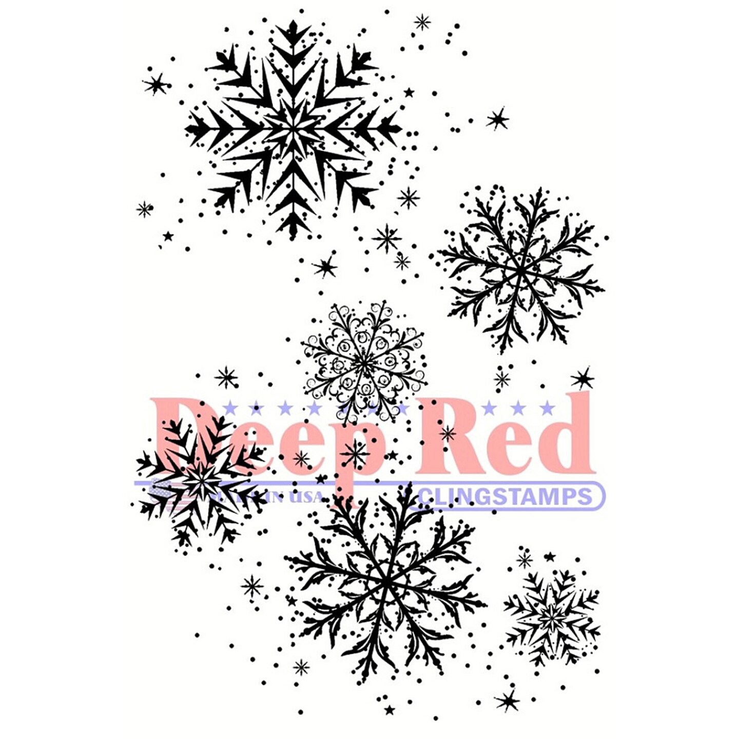 Deep Red Stamps Snowflake Background Rubber Cling Stamp 2 x 3 inches