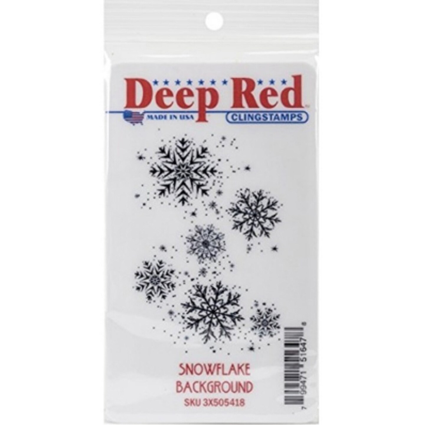 Deep Red Stamps Snowflake Background Rubber Cling Stamp 2 x 3 inches