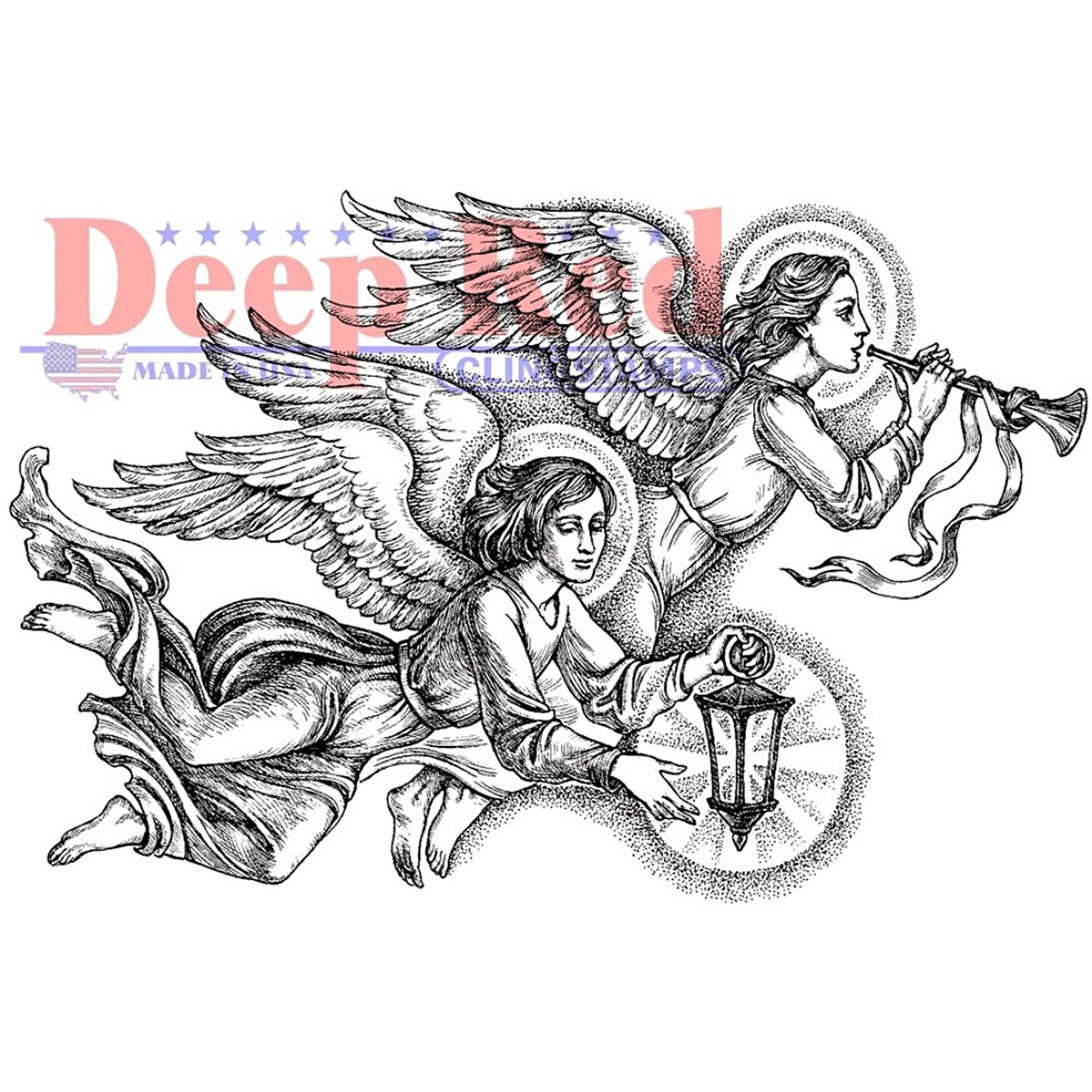 Deep Red Stamps Divine Angels Rubber Cling Stamp 3 x 2 inches