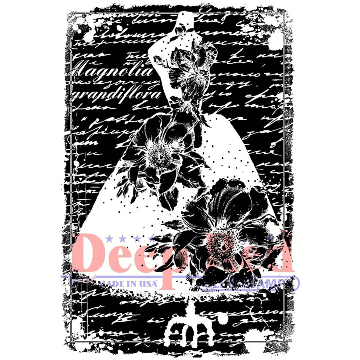 Deep Red Stamps Magnolia Dress Form Rubber Cling Stamp 2 x 3 inches