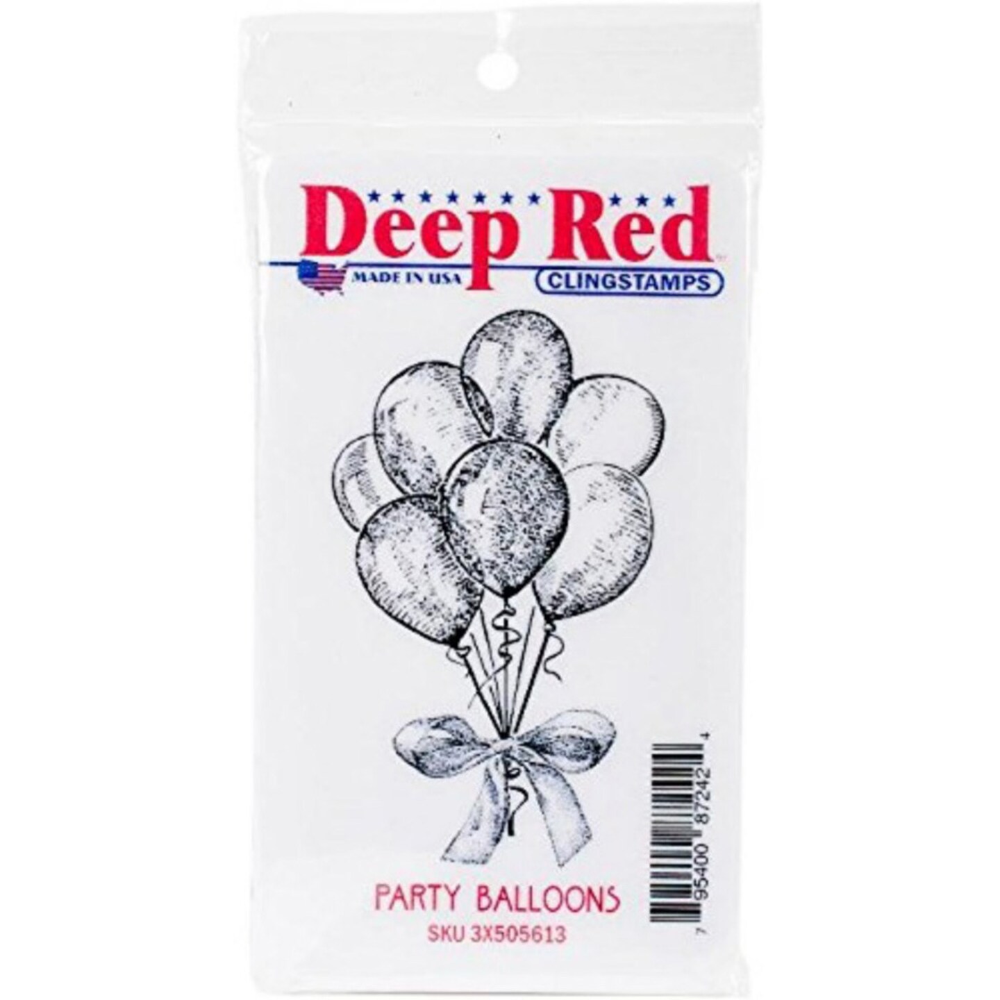 Deep Red Stamps Party Balloons Rubber Cling Stamp 2 x 3.1 inches