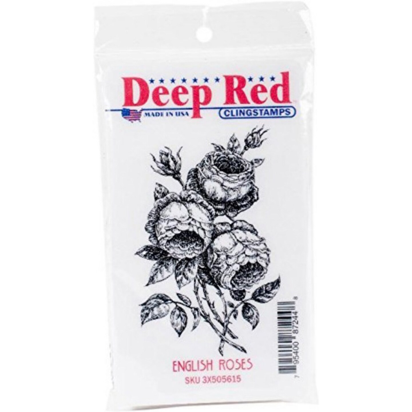 Deep Red Stamps English Roses Rubber Cling Stamp 2 x 3.2 inches