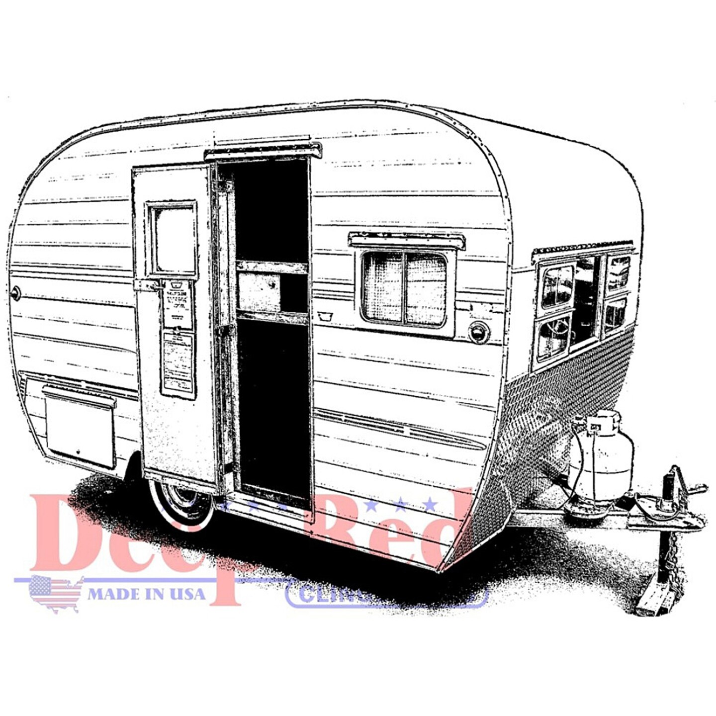 Deep Red Stamps Vintage Camper Rubber Cling Stamp 3 x 2.2 inches