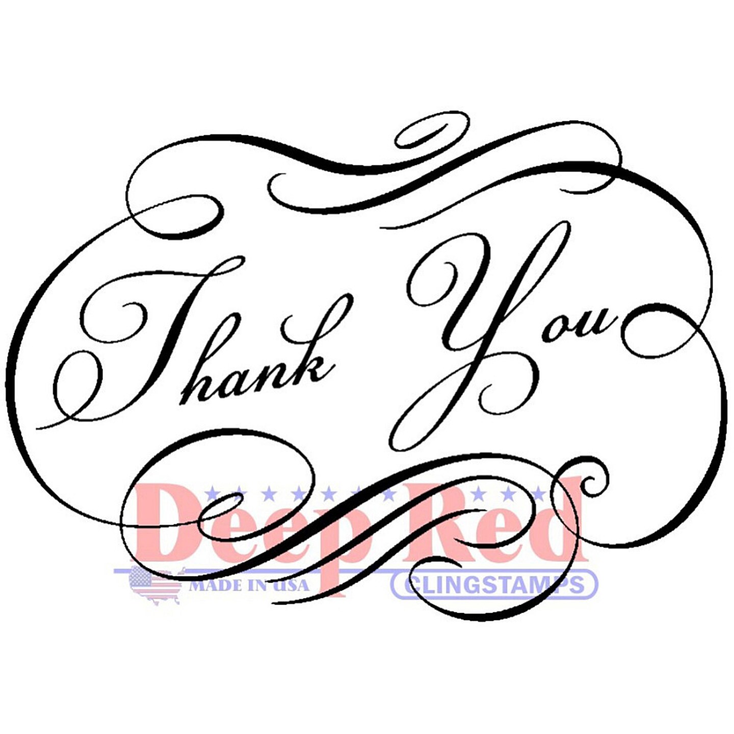 Deep Red Stamps Fancy Thank You Essentials Cling Stamp 3 x 2.1 inches