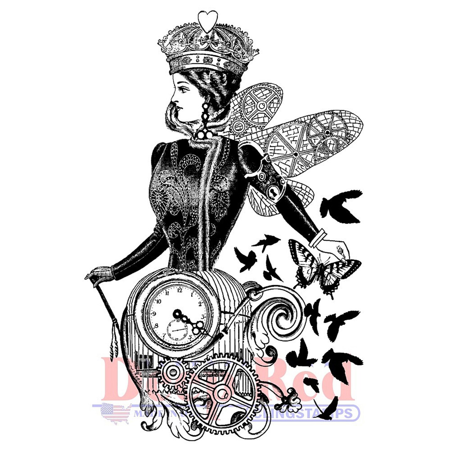 Deep Red Stamps Queen of Time Rubber Cling Stamp 2.1 x 3.2 inches