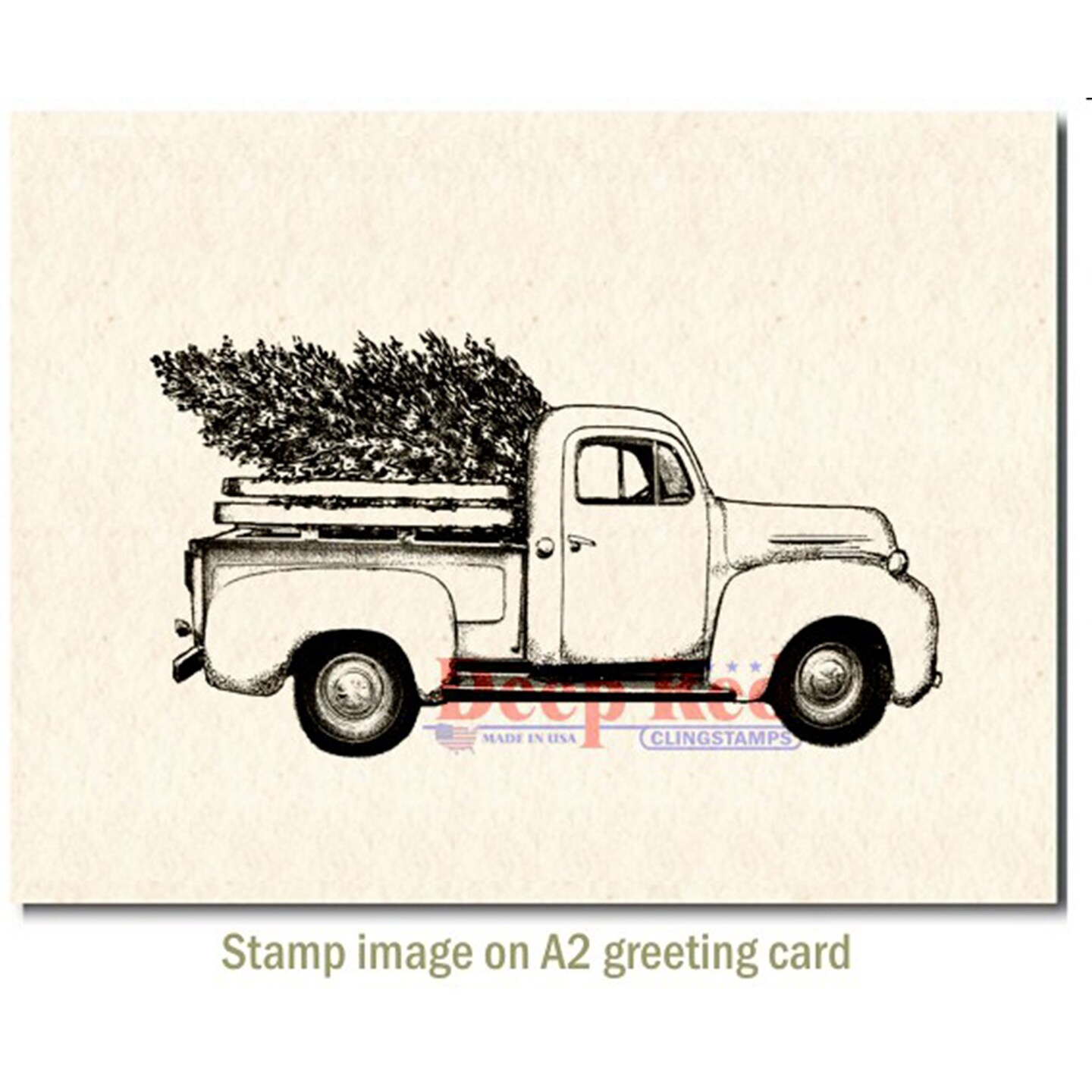 Deep Red Stamps Christmas Tree Pickup Rubber Cling Stamp 4 x 2.2 inches