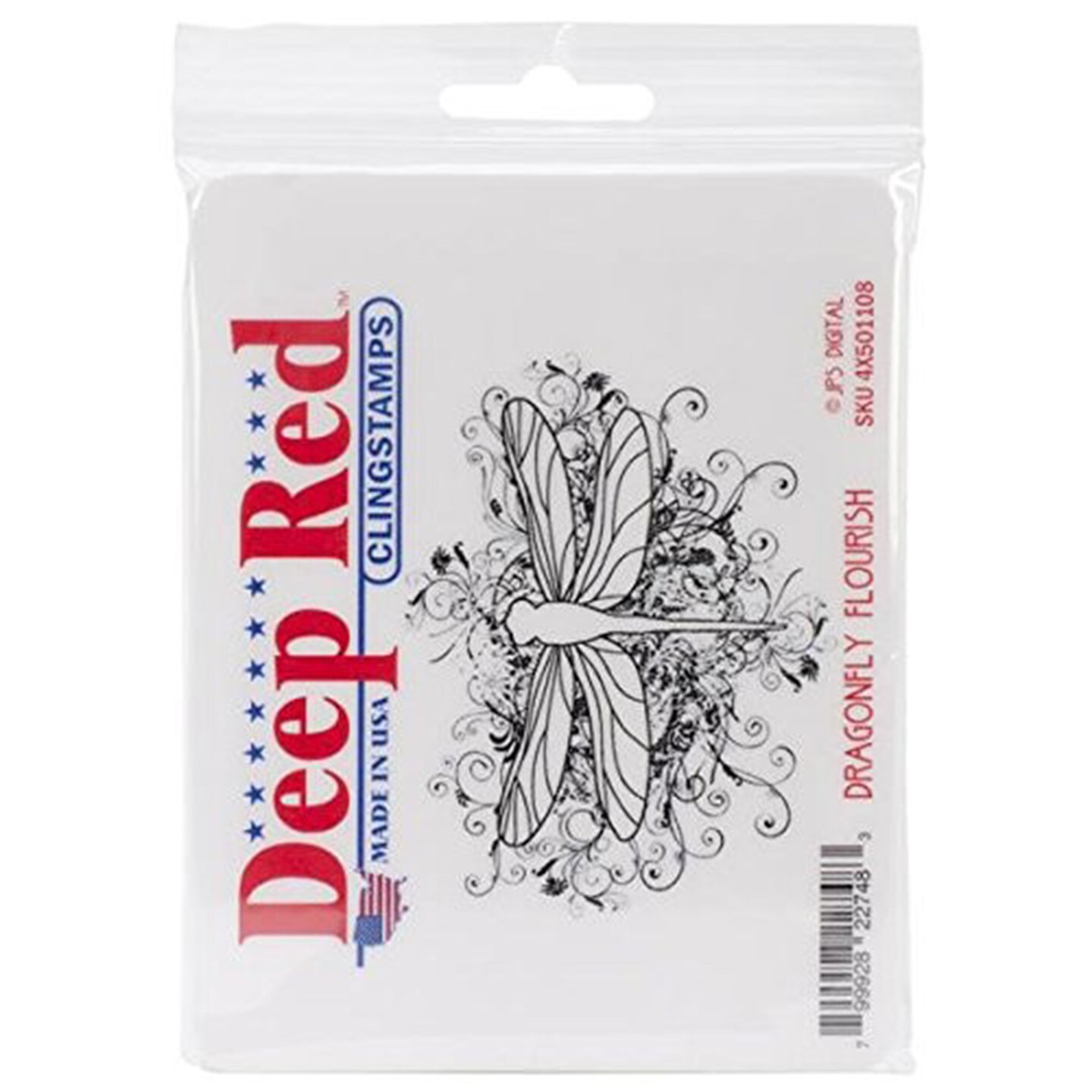 Deep Red Stamps Dragonfly Flourish Rubber Cling Stamp 3.25 x 2.5 inches