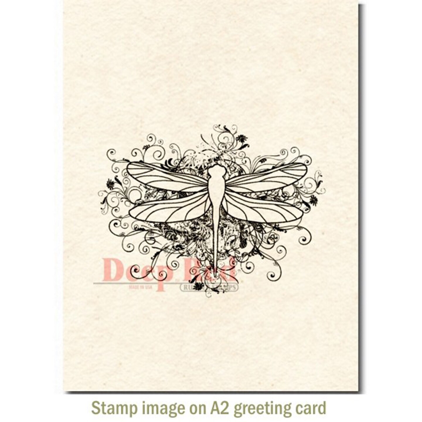 Deep Red Stamps Dragonfly Flourish Rubber Cling Stamp 3.25 x 2.5 inches