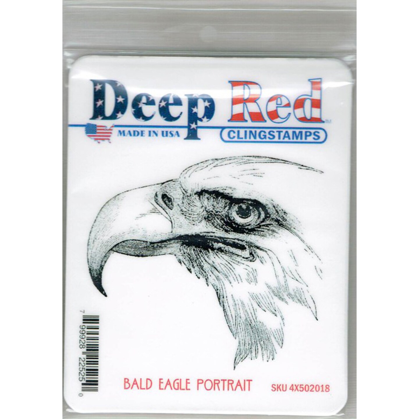 Deep Red Stamps Bald Eagle Portrait Rubber Cling Stamp 3.2 x 2.9 inches