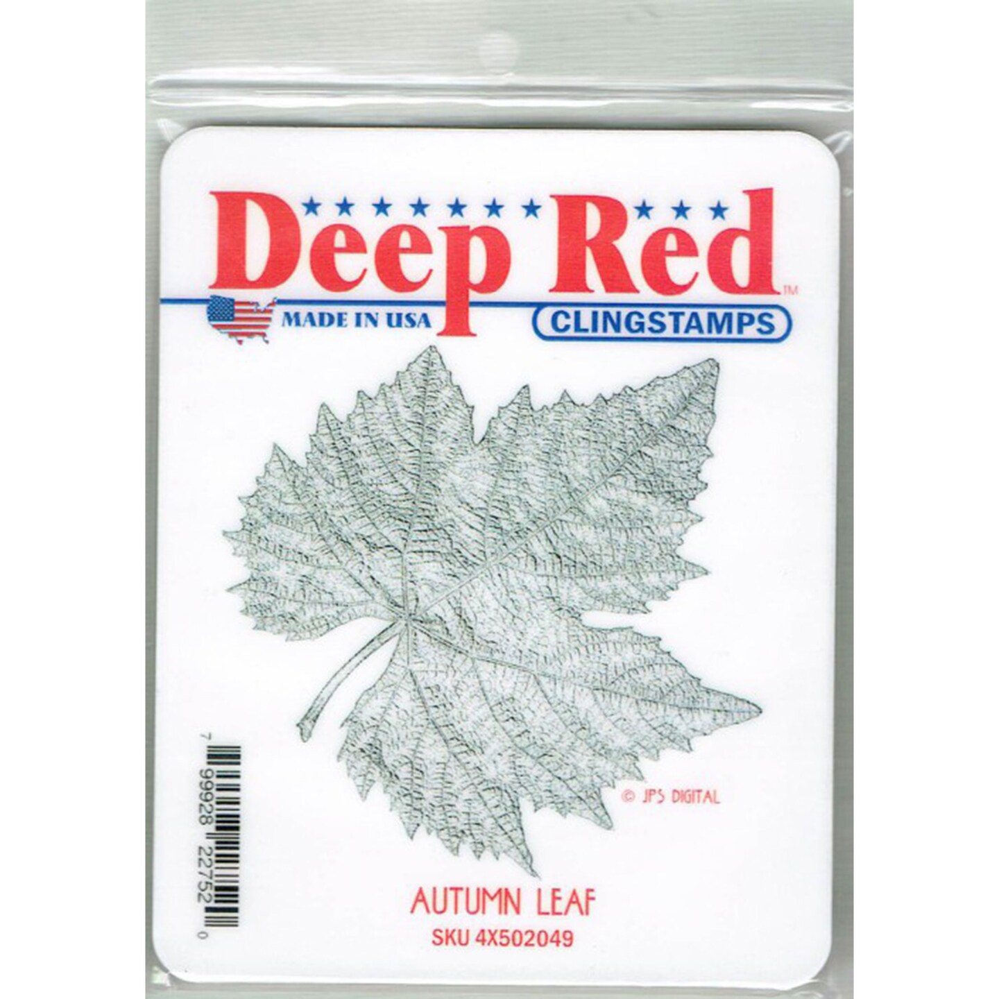 Deep Red Stamps Autumn Leaf Rubber Cling Stamp 3.25 x 3.25 inches