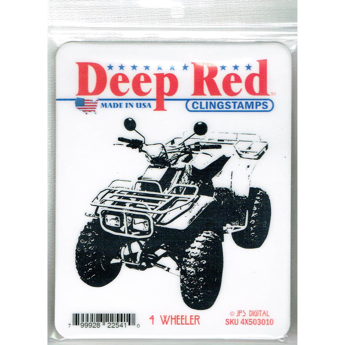 Deep Red Stamps 4 Wheeler Rubber Cling Stamp 3.2 x 3.2 inches