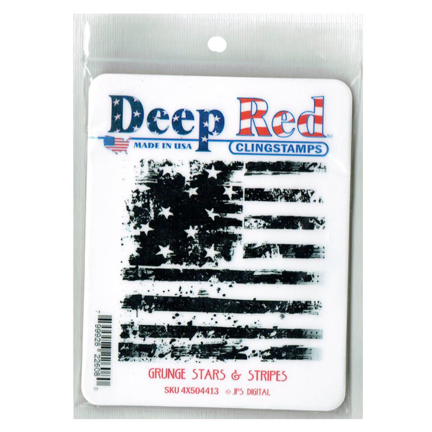 Deep Red Stamps Grunge Stars and Stripes Rubber Cling Stamp 3.1 x 3.1 inches