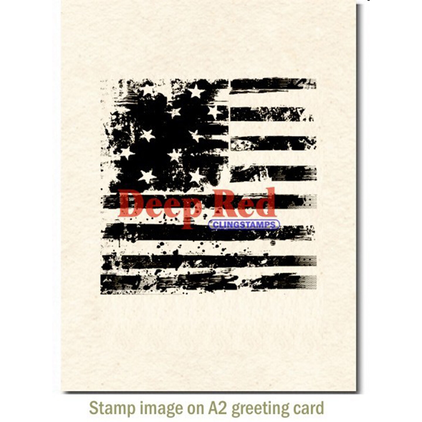 Deep Red Stamps Grunge Stars and Stripes Rubber Cling Stamp 3.1 x 3.1 inches