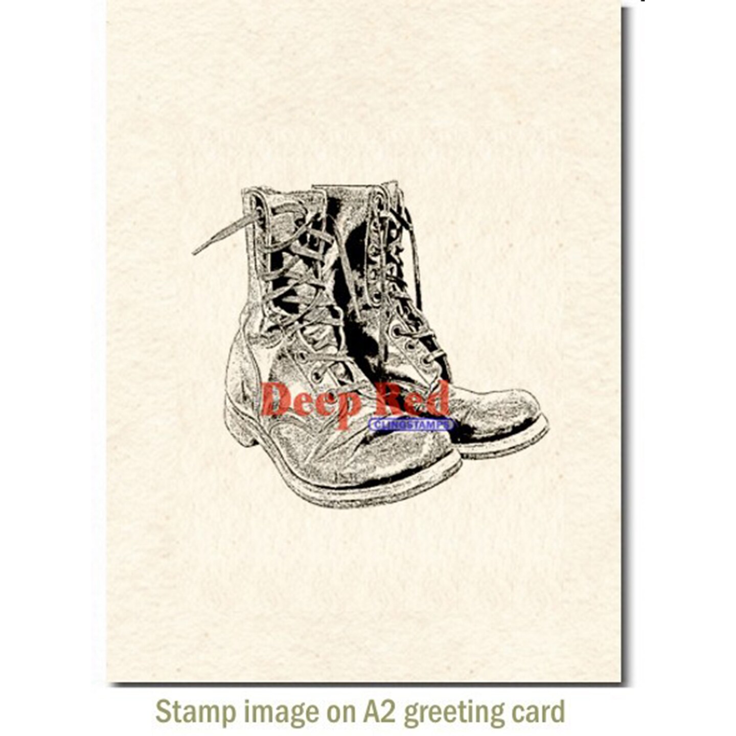 Deep Red Stamps Combat Boots Rubber Cling Stamp 3.1 x 2.9 inches