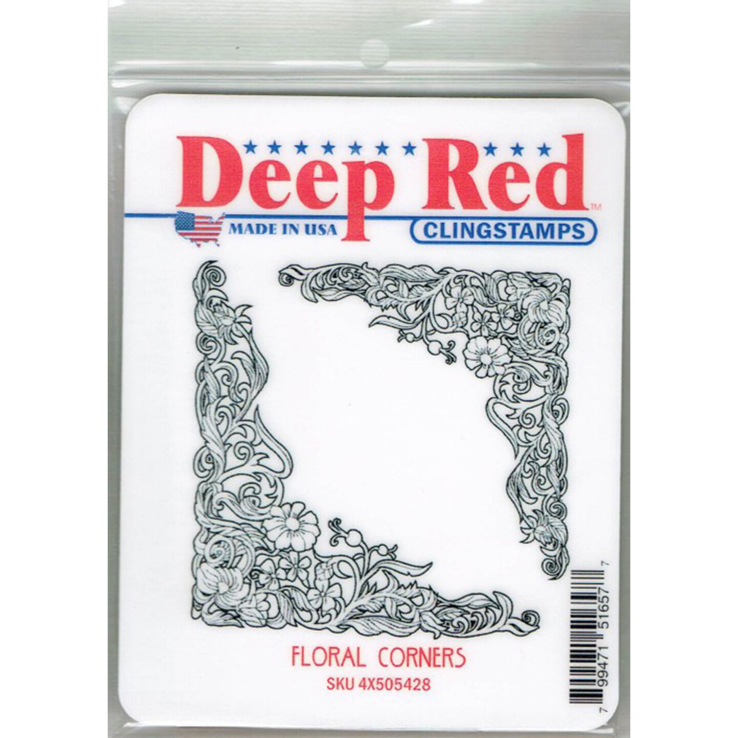 Deep Red Stamps Floral Corners Rubber Cling Stamp 3 x 3 inches
