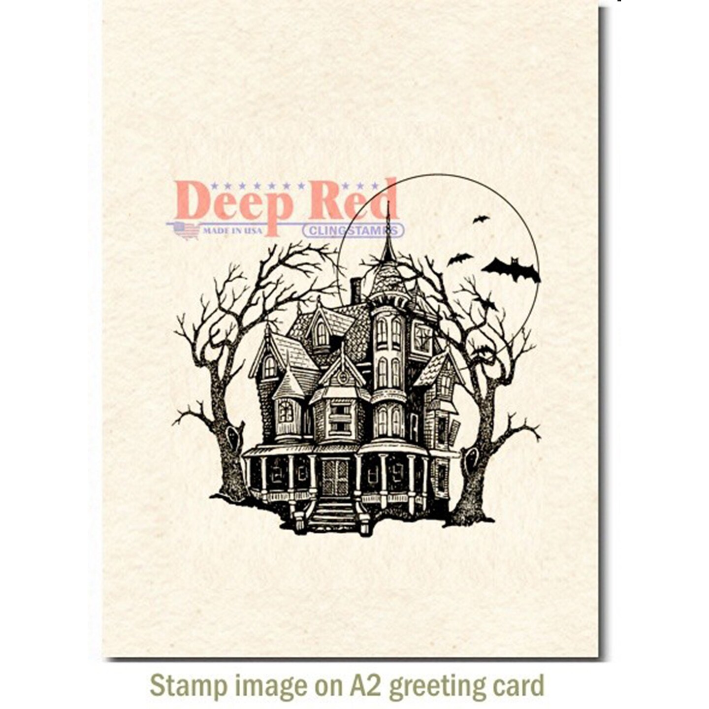 Deep Red Stamps Haunted Mansion Rubber Cling Stamp 3 x 3.1 inches