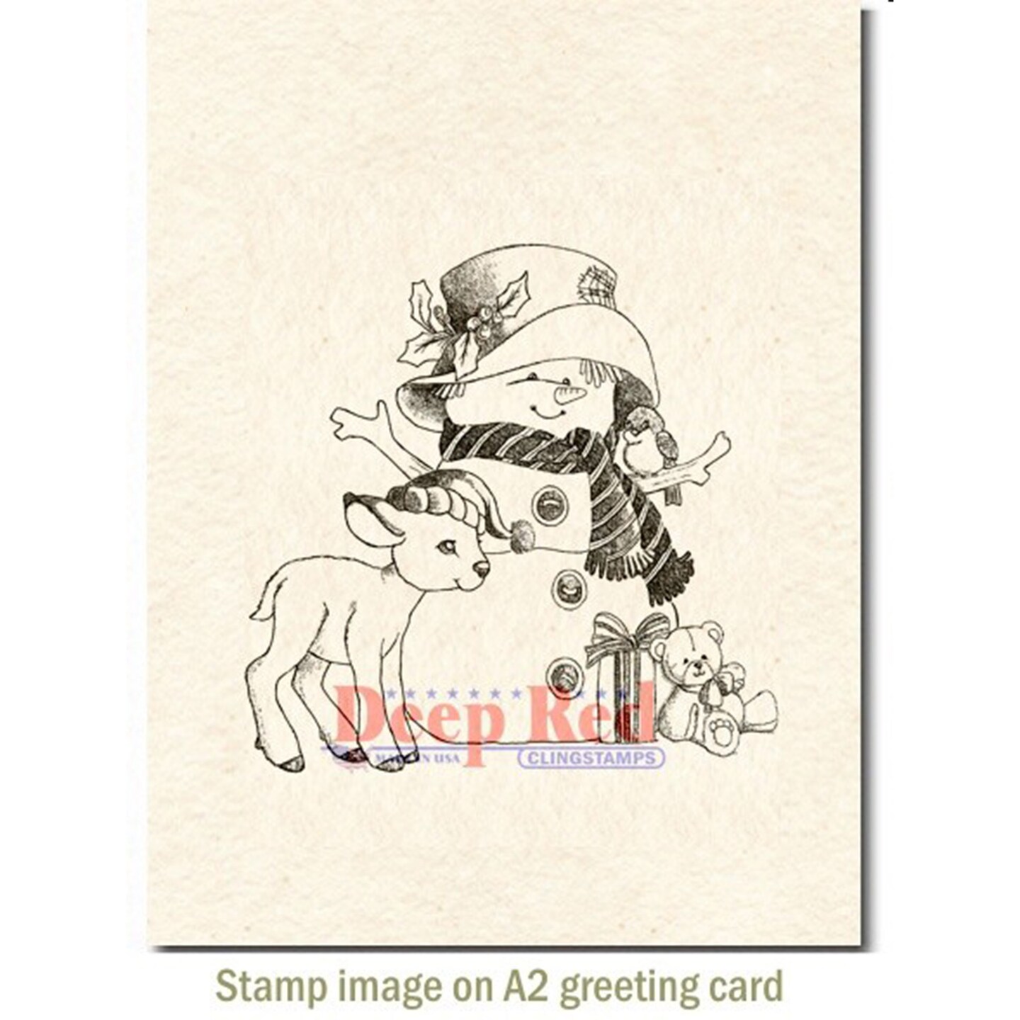 Deep Red Stamps Woodland Snowman Rubber Cling Stamp 3 x 3.2 inches