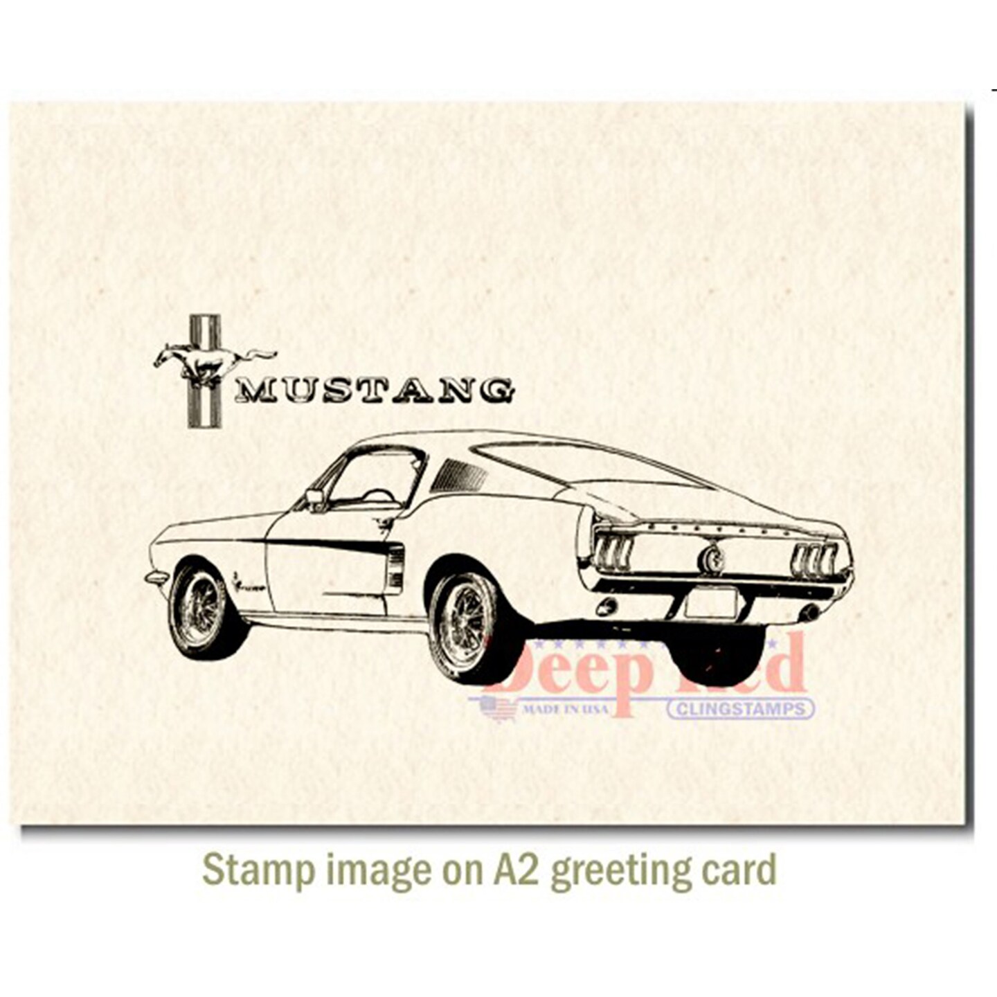 Deep Red Stamps Mustang Fastback Rubber Cling Stamp 4.1 x 2 inches