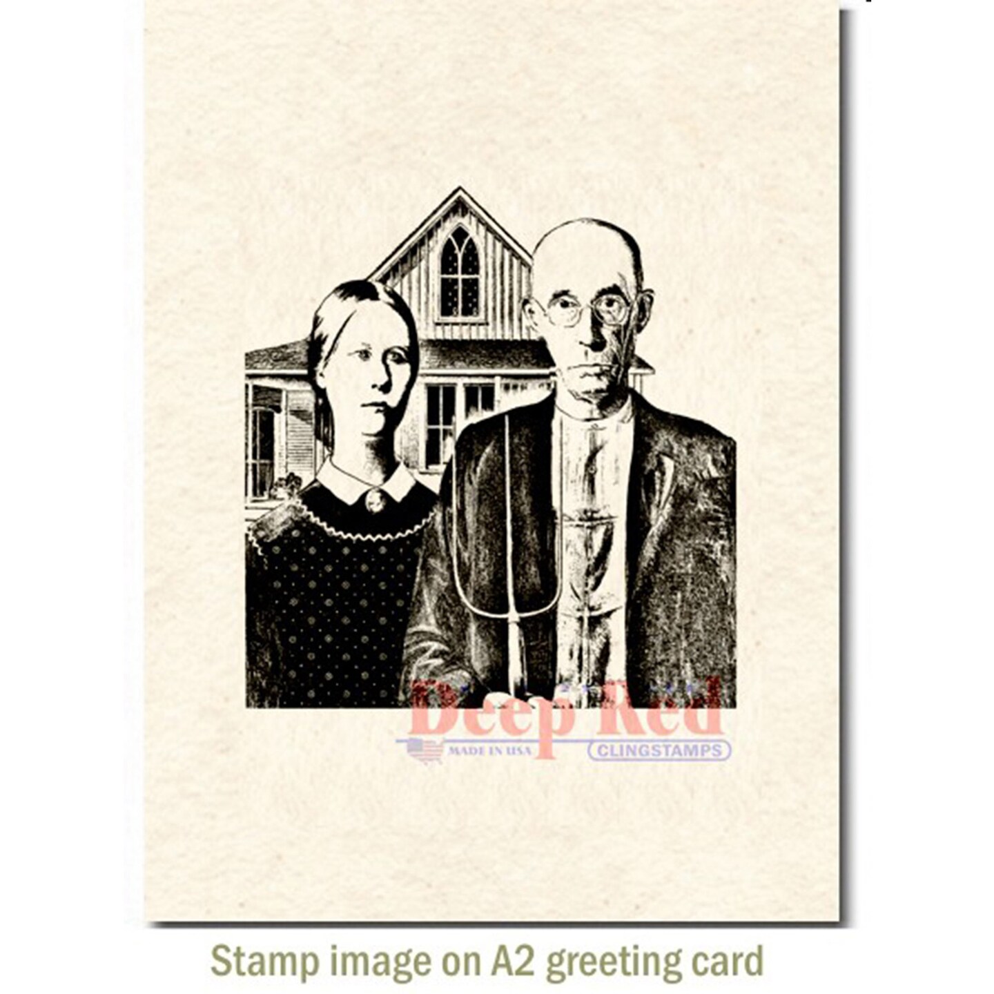 Deep Red Stamps American Gothic Rubber Cling Stamp 3 x 3.1 inches