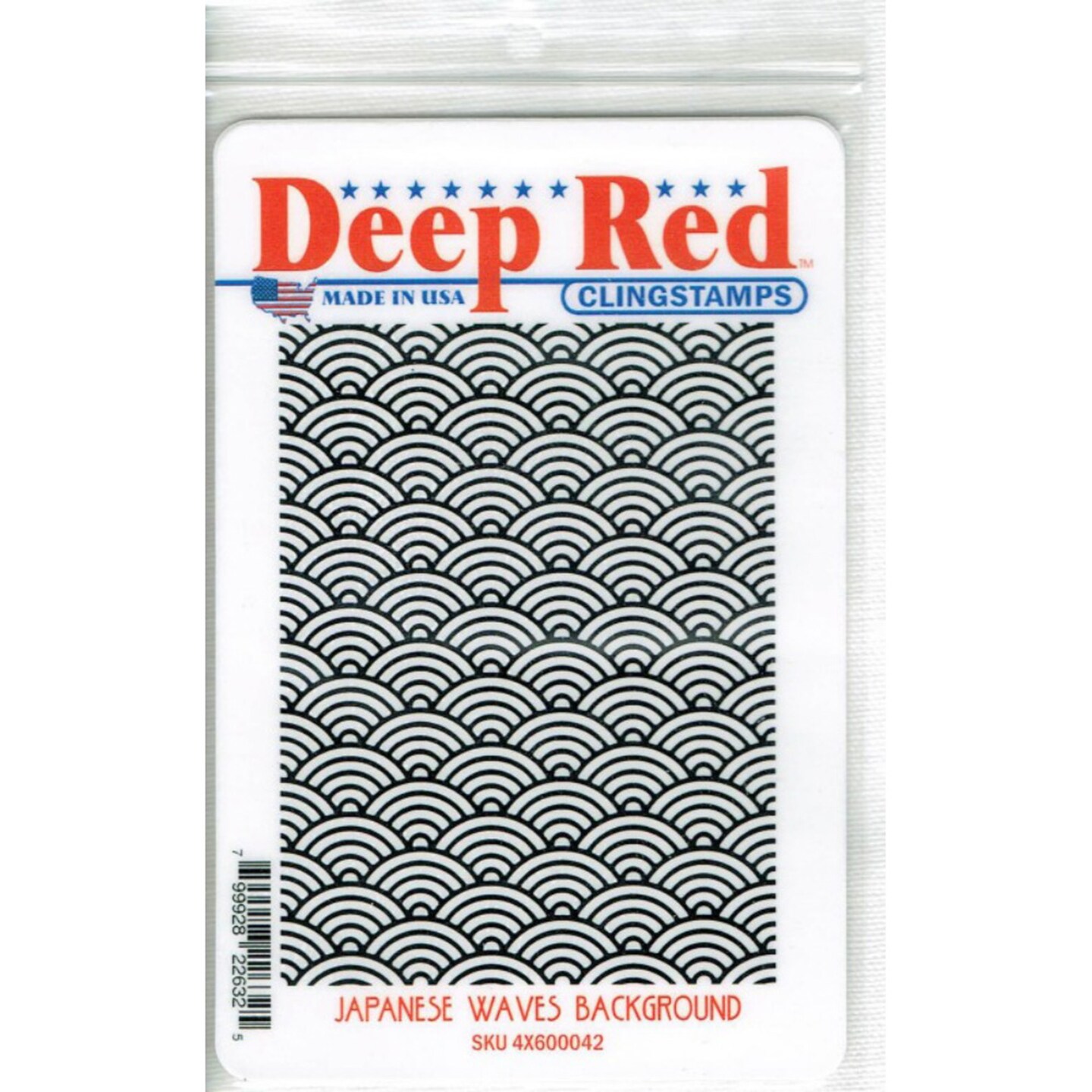 Deep Red Stamps Japanese Waves Background Rubber Cling Stamp 3 x 4 inches