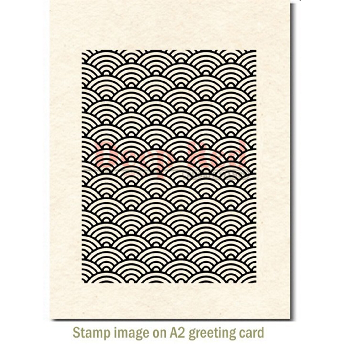 Deep Red Stamps Japanese Waves Background Rubber Cling Stamp 3 x 4 inches