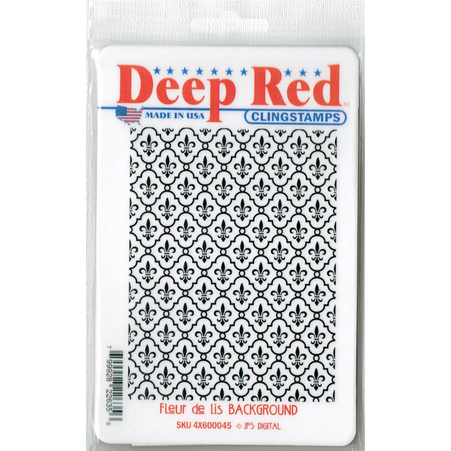 Deep Red Stamps Fleur de lis Background Rubber Cling Stamp 3 x 4 inches