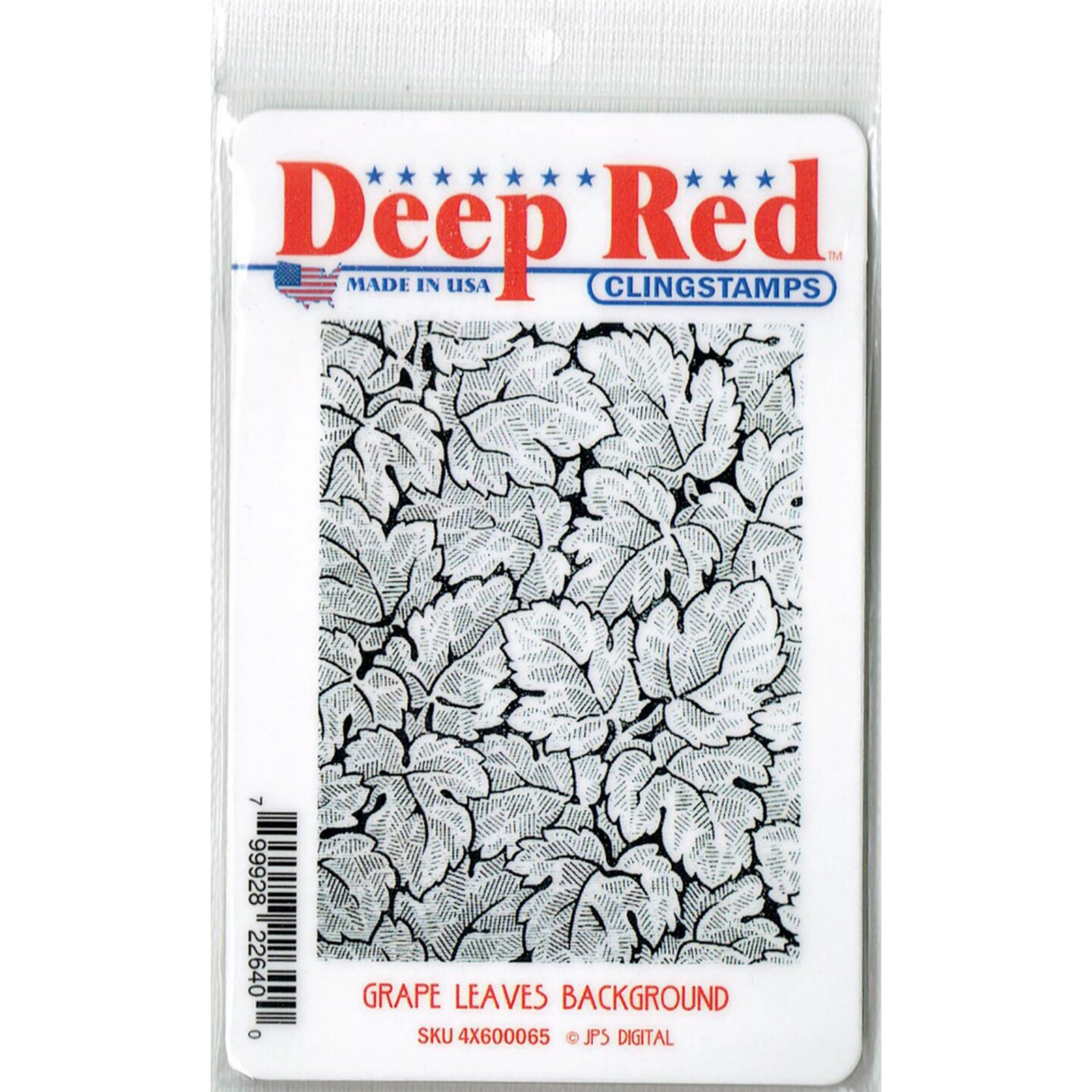 Deep Red Stamps Grape Leaves Background Rubber Cling Stamp 3 x 4 inches