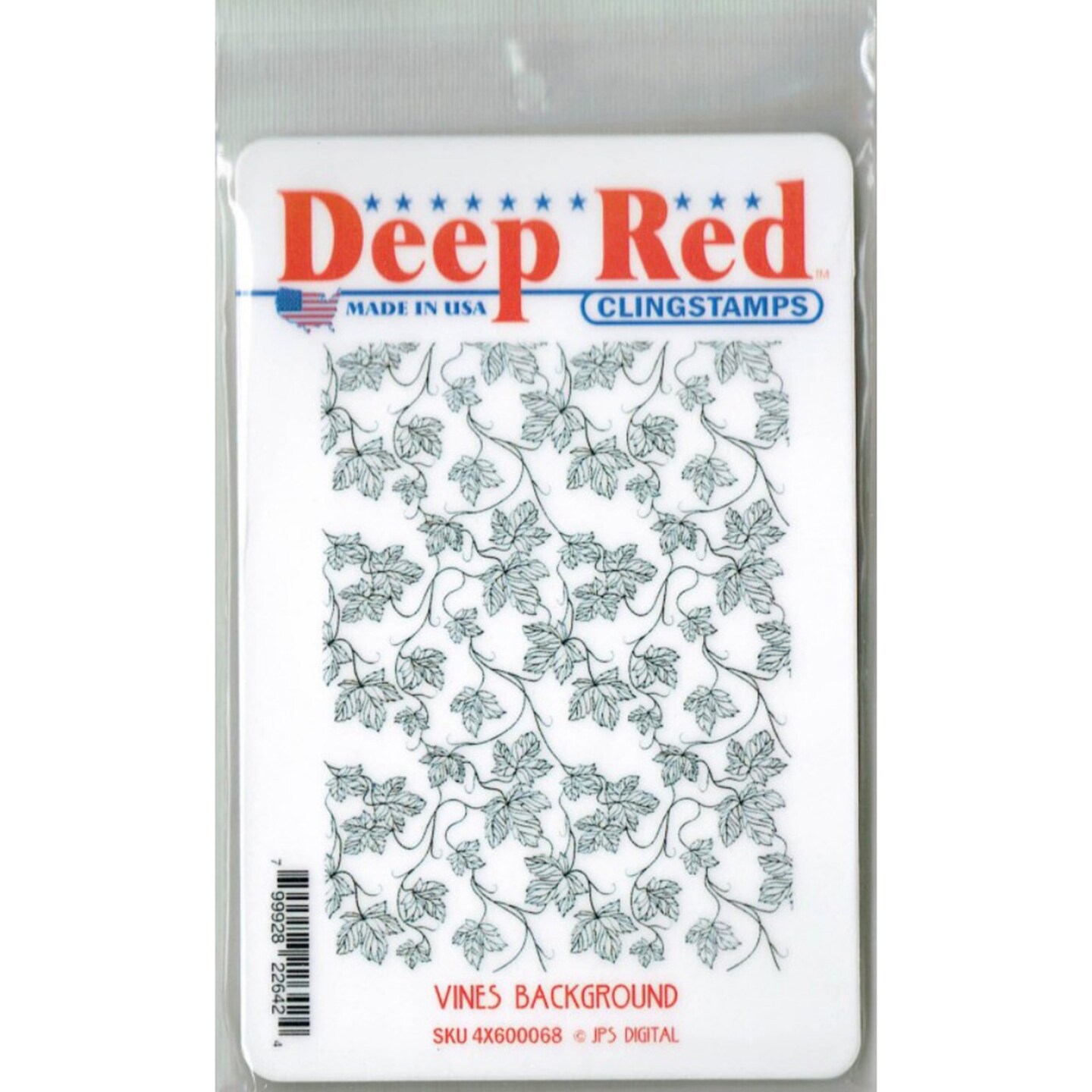 Deep Red Stamps Vines Background Rubber Cling Stamp 3 x 4 inches