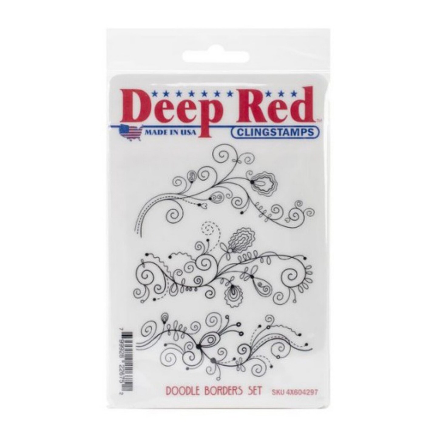 Deep Red Stamps Doodle Borders Rubber Cling Stamp Set 3 x 4 inches