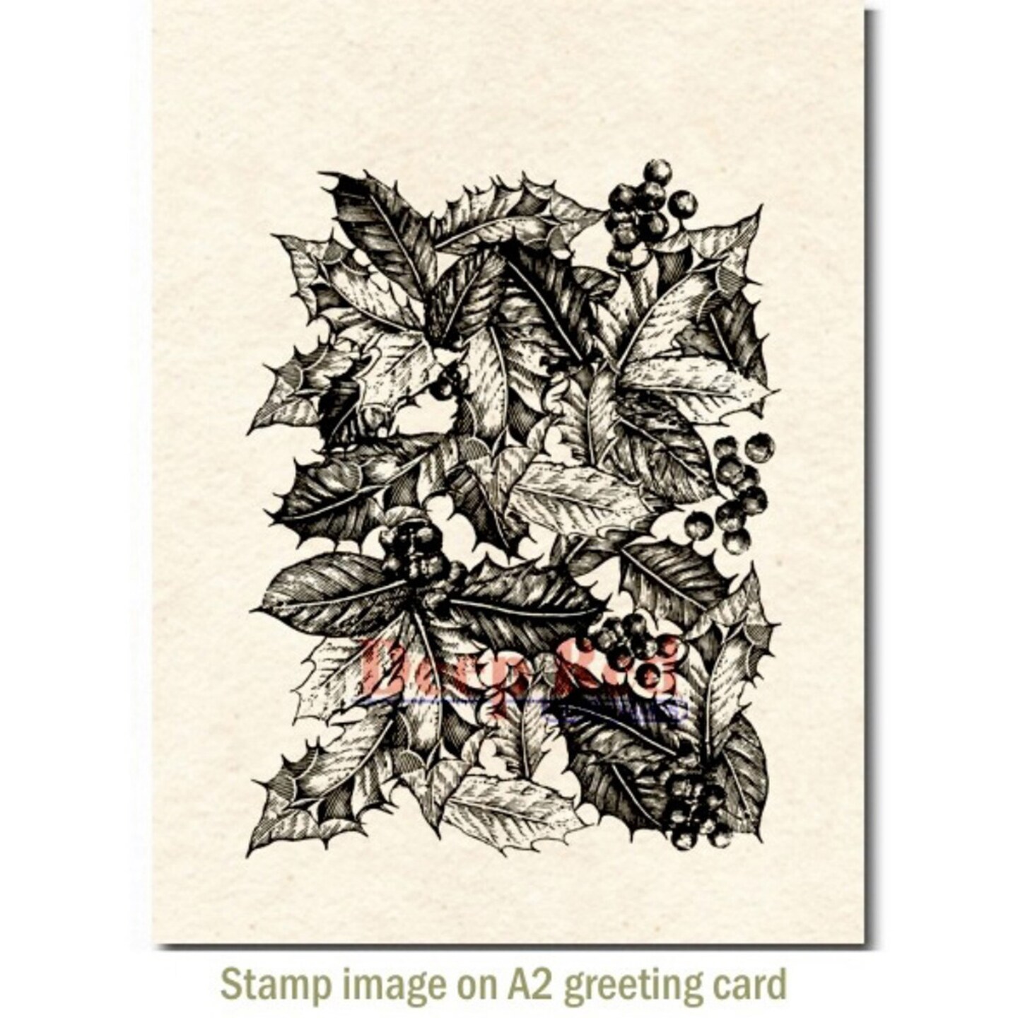 Deep Red Stamps Holly Background Rubber Cling Stamp 3.1 x 4.1 inches