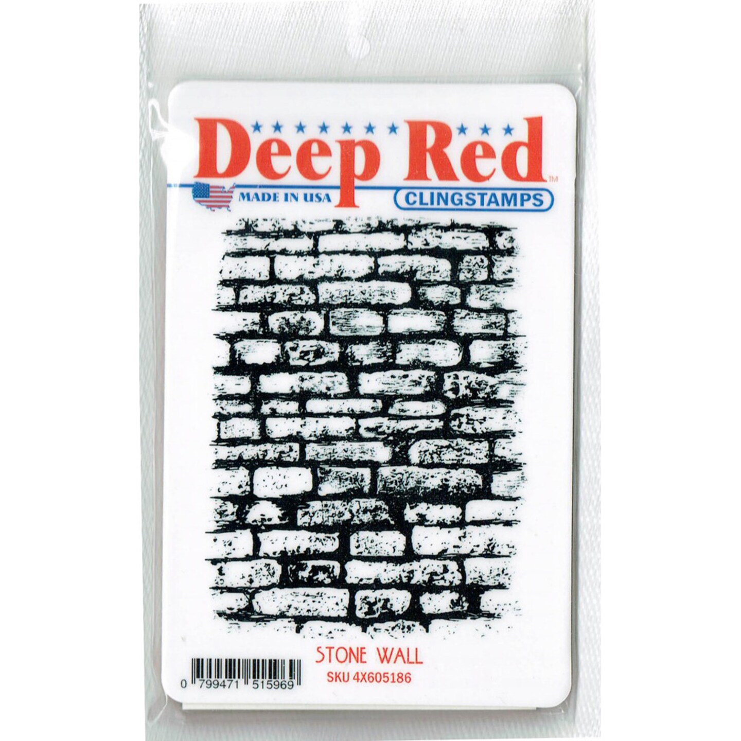 Deep Red Stamps Stone Wall Rubber Cling Stamp 3.1 x 4.1 inches