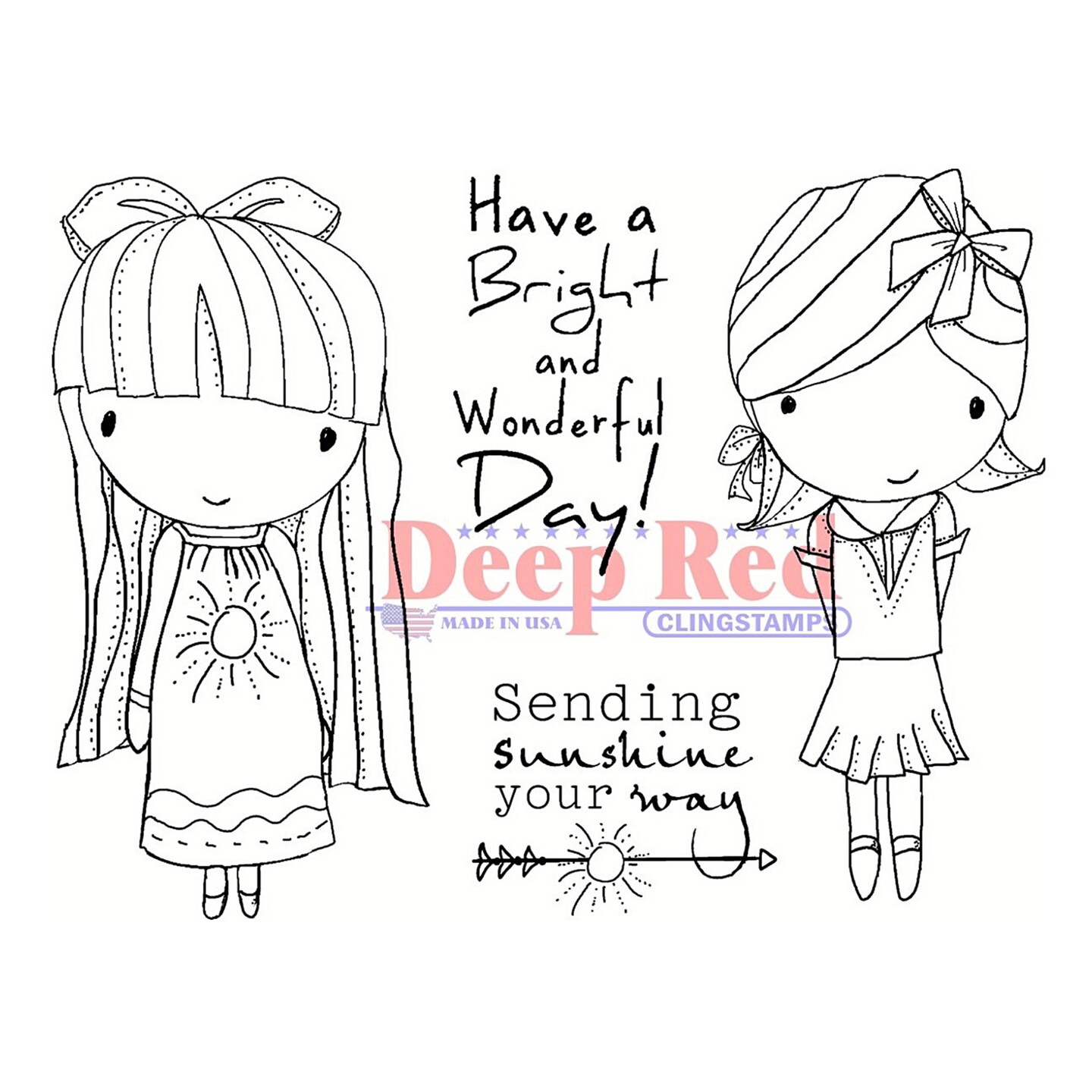 Deep Red Stamps Little Cuties Sunshine Rubber Cling Stamp 3.1 x 4.1