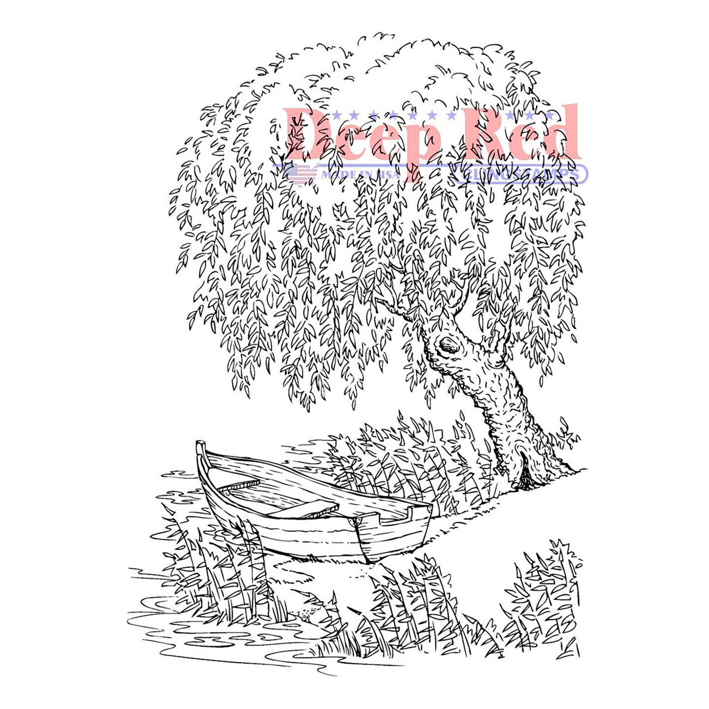 Deep Red Stamps Weeping Willow Rubber Cling Stamp 3 x 4 inches