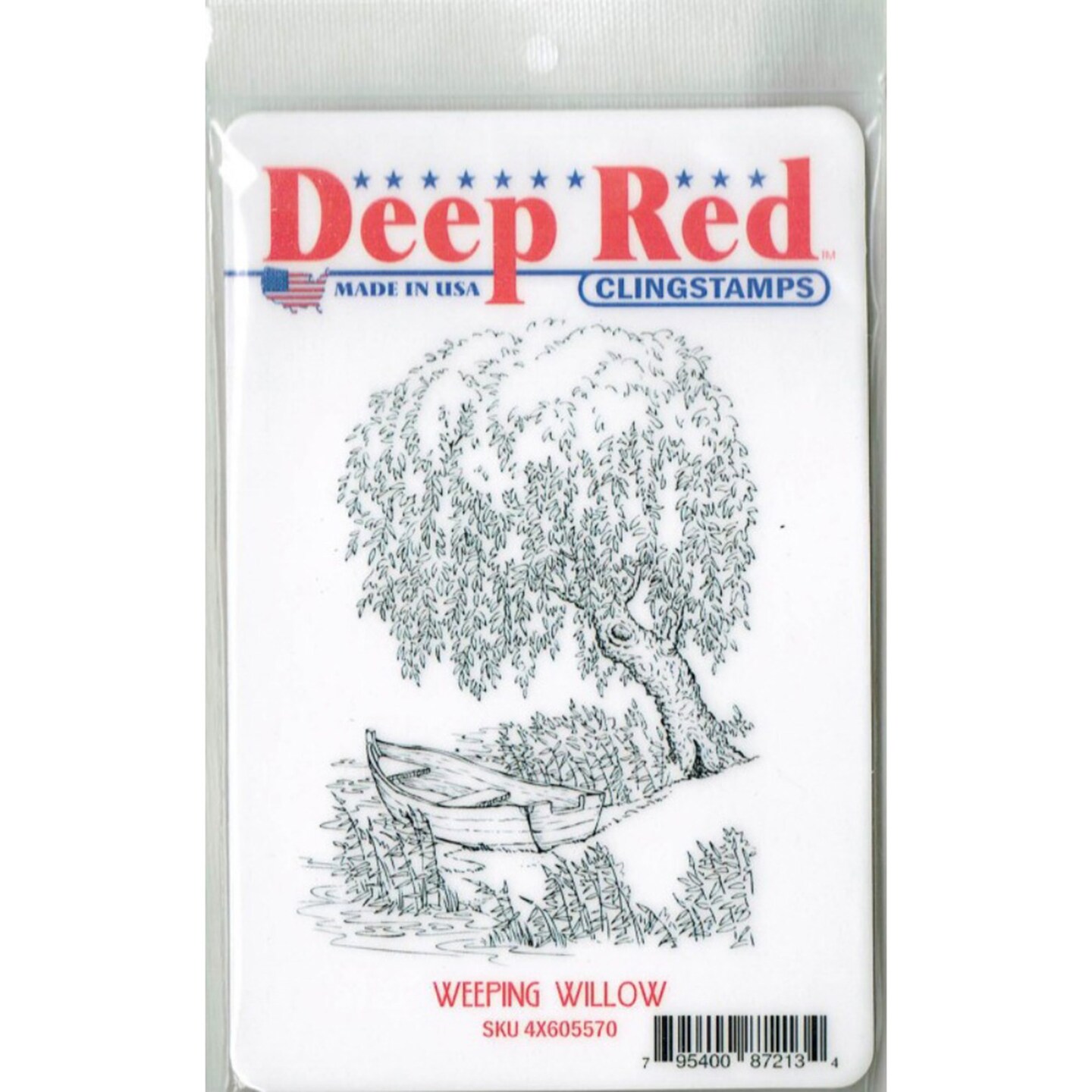 Deep Red Stamps Weeping Willow Rubber Cling Stamp 3 x 4 inches