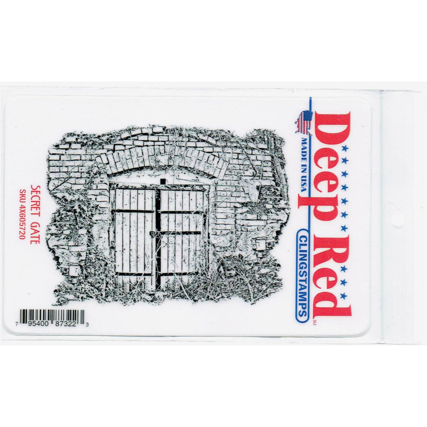 Deep Red Stamps Secret Gate Rubber Cling Stamp 4 x 3 inches