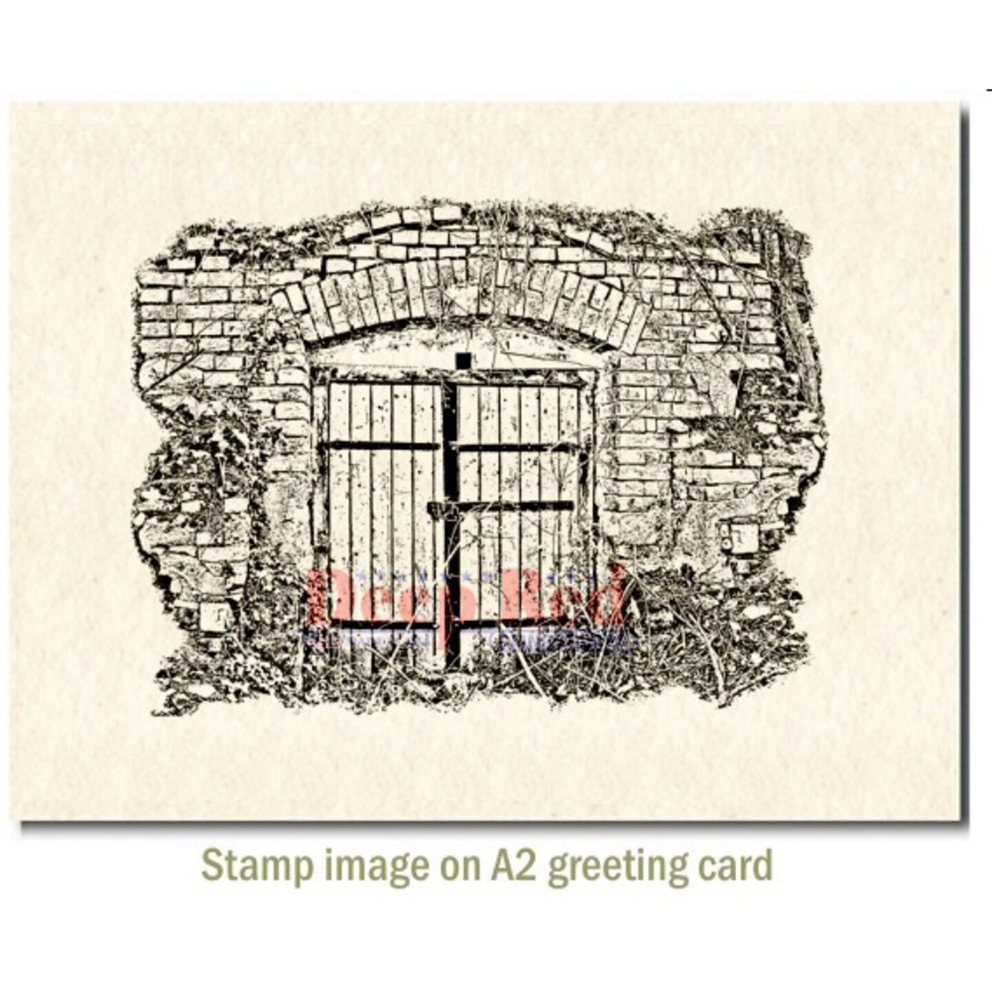 Deep Red Stamps Secret Gate Rubber Cling Stamp 4 x 3 inches