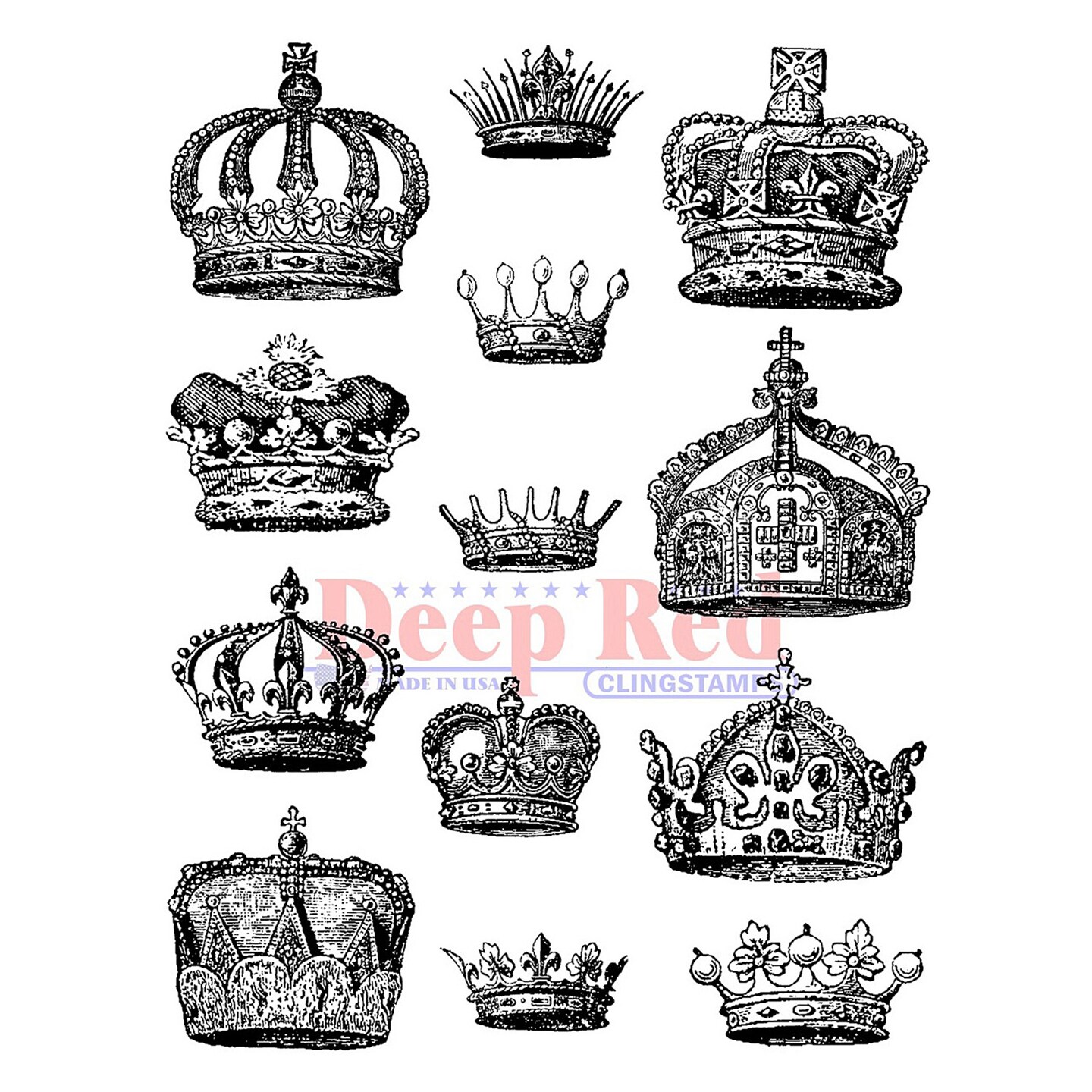 Deep Red Stamps Crown Collection Rubber Cling Stamp 3 x 4 inches