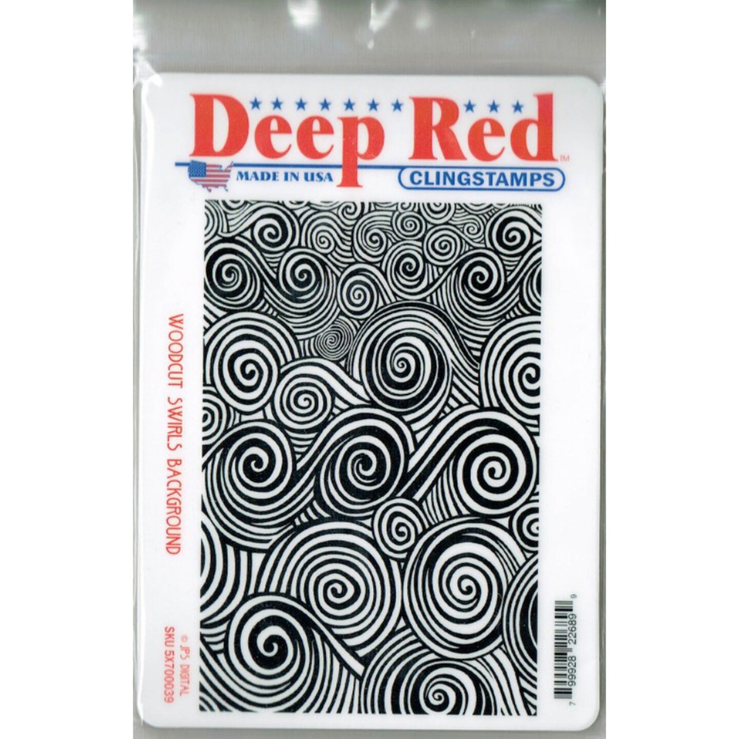 Deep Red Stamps Woodcut Swirls Rubber Cling Stamp 4 x 6 inches