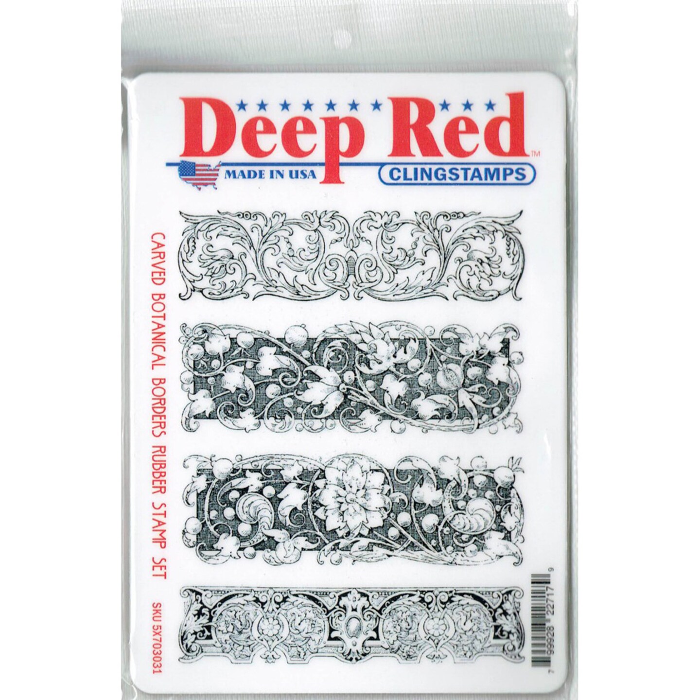 Deep Red Stamps Carved Botanical Borders Rubber Cling Stamp Set 4.25 x 5.5 inches